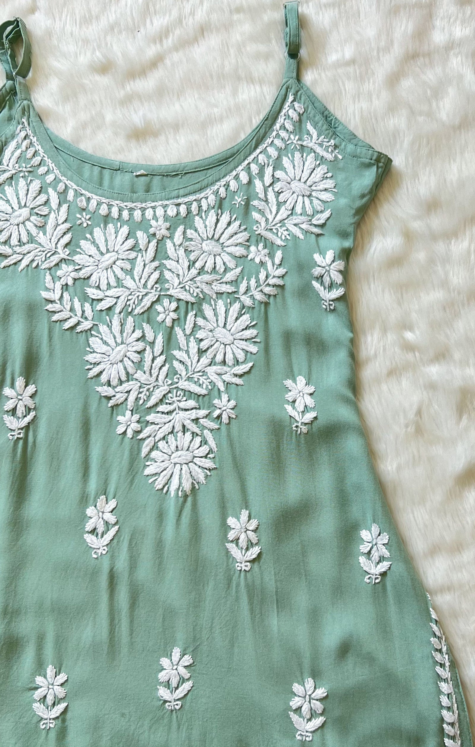 Lyla Pastel Green Sleeveless Short Rayon Kurti