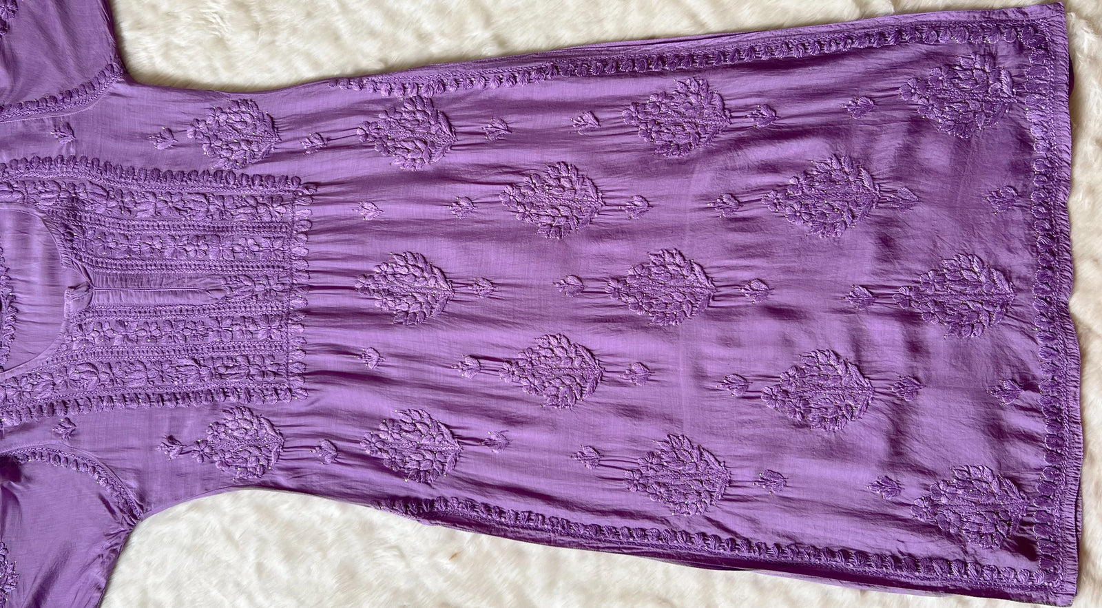 Maha Purple Muslin Kurta with Mukesh & Chikankari Handwork