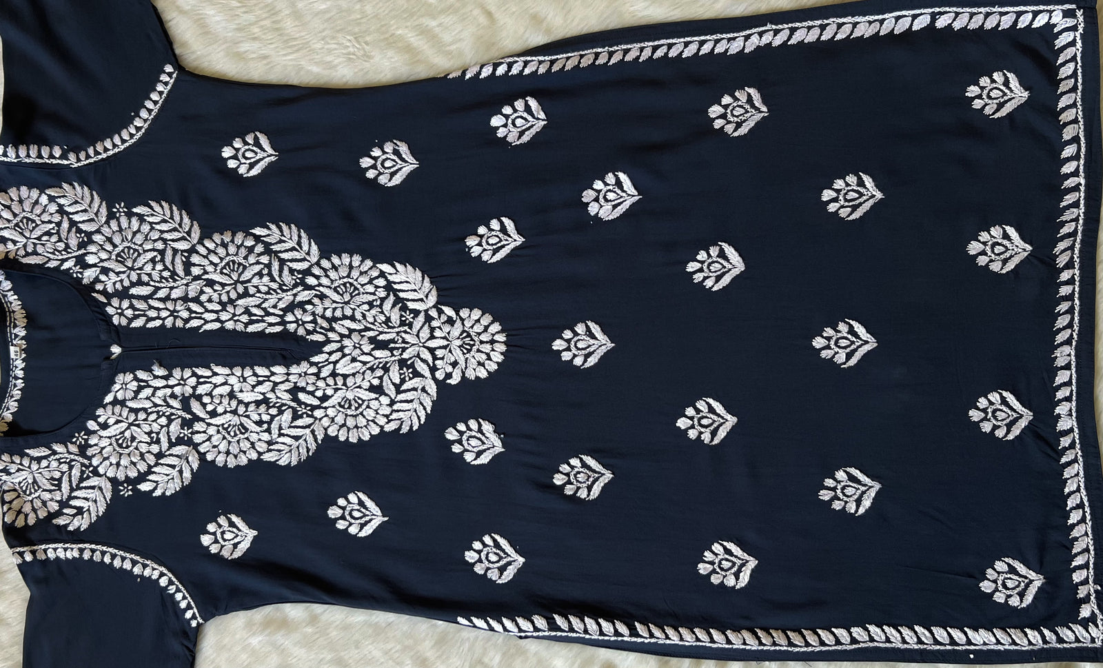 Mahi Grey Long Rayon Chikankari Kurta