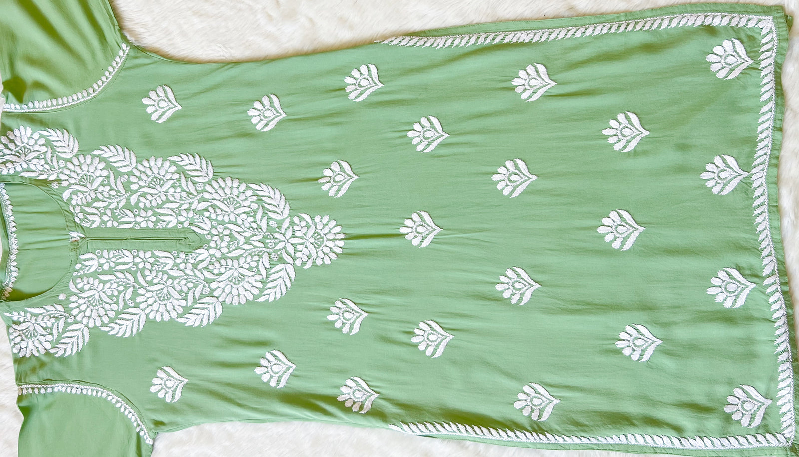Mahi Pastel Green Long Rayon Chikankari Kurta