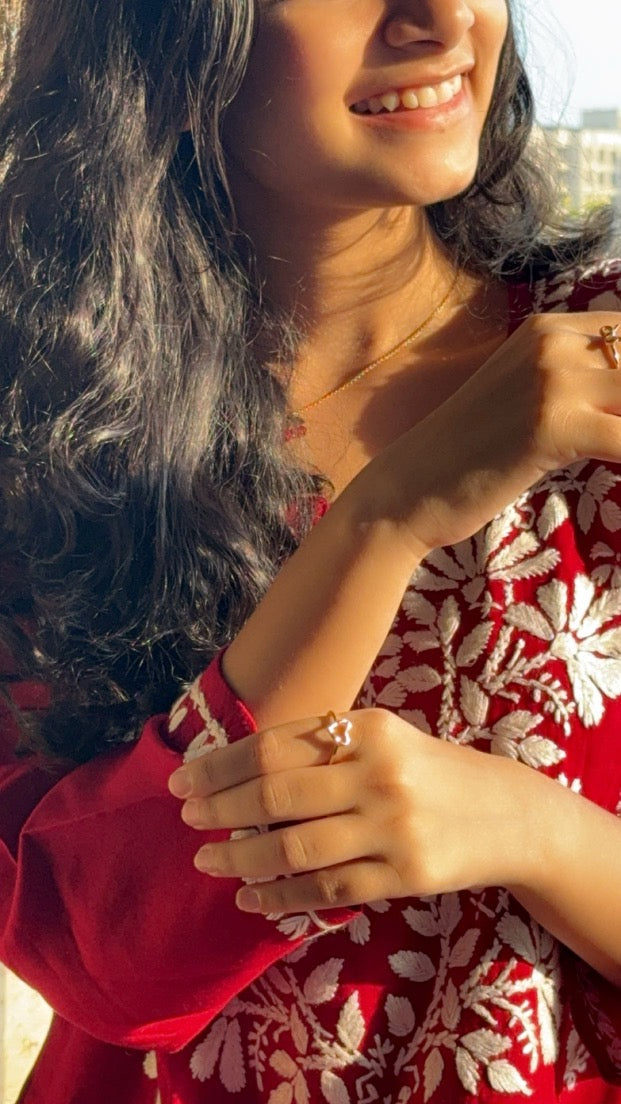 Maroon Short Rayon Kurta with White Chikankari