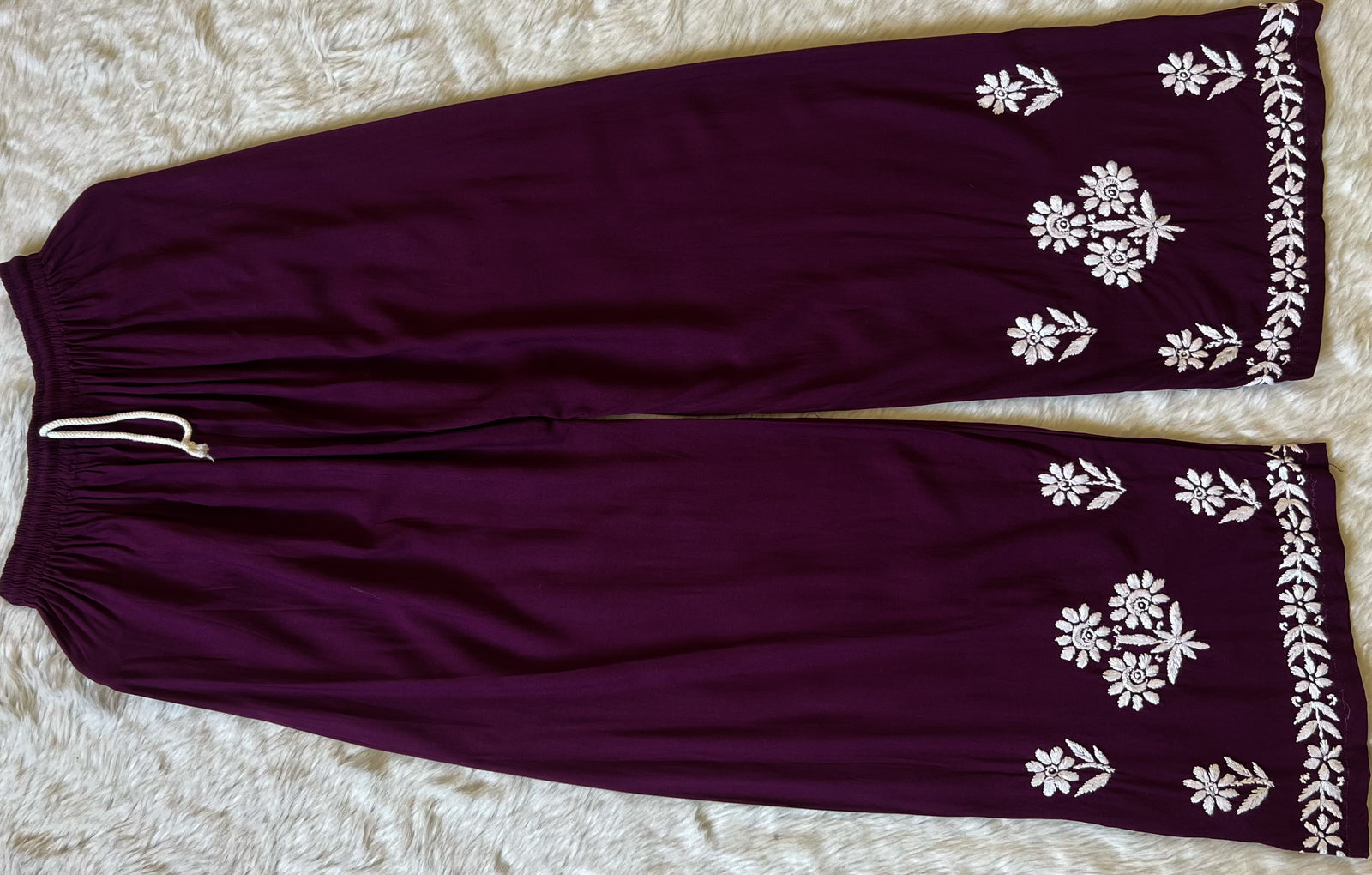 Mira Dark Purple Rayon Chikankari Handwork Set