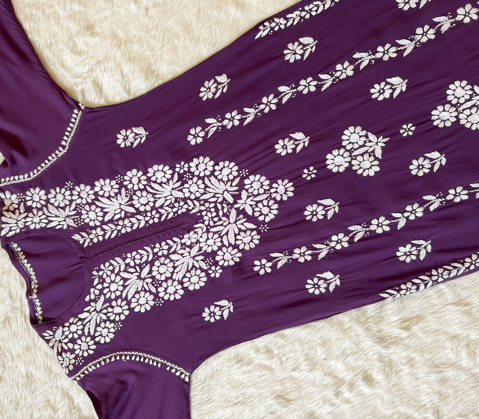 Mira Mauve Purple Rayon Chikankari Handwork Set