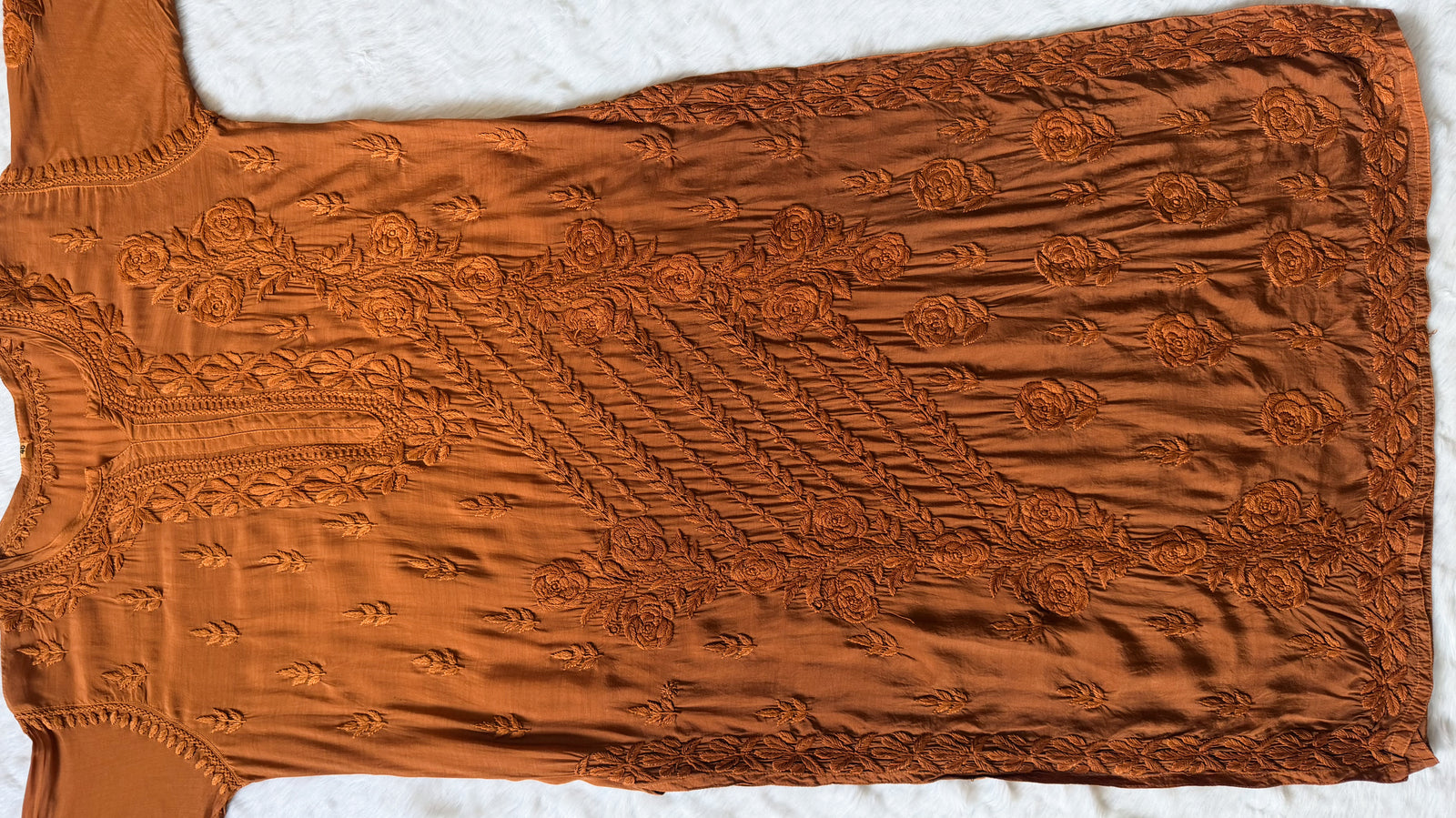 Mira Mustard 3D Chikankari Pure Muslin Silk Kurta Bottom Set