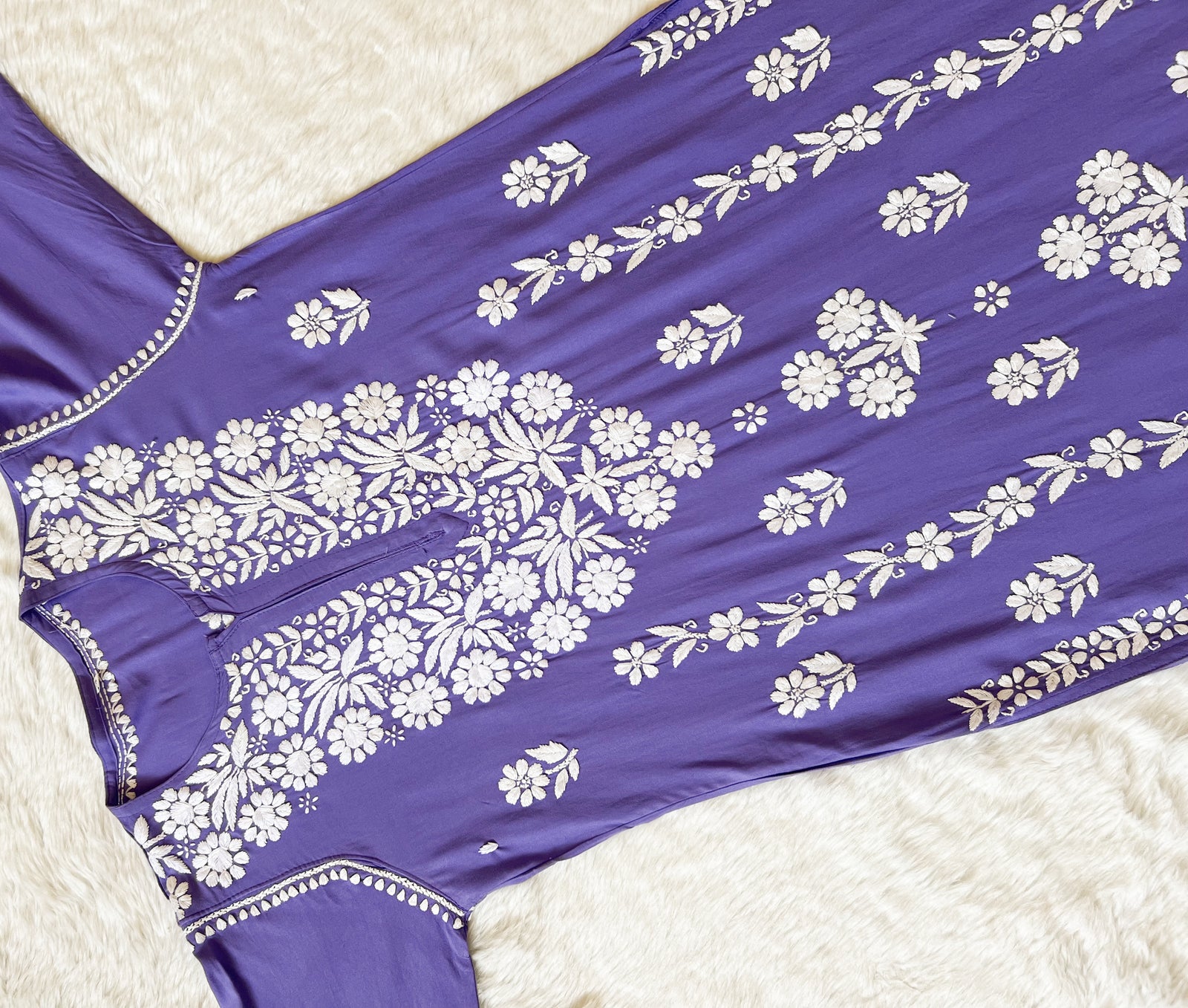 Mira Purple Rayon Chikankari Handwork Set