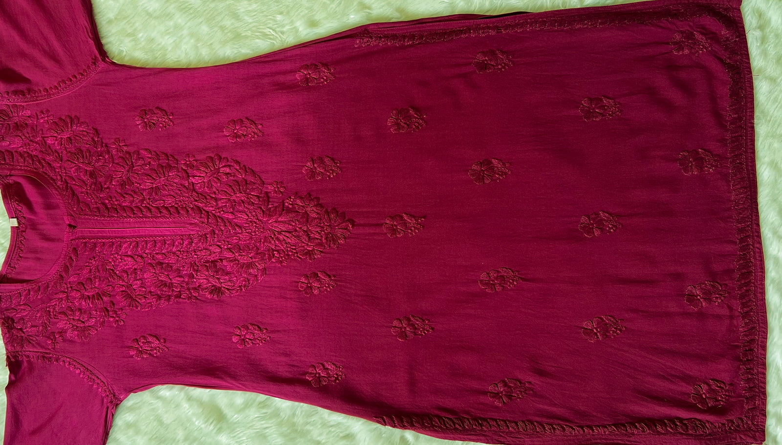 Myra Hot Pink Long Rayon Chikankari Kurta