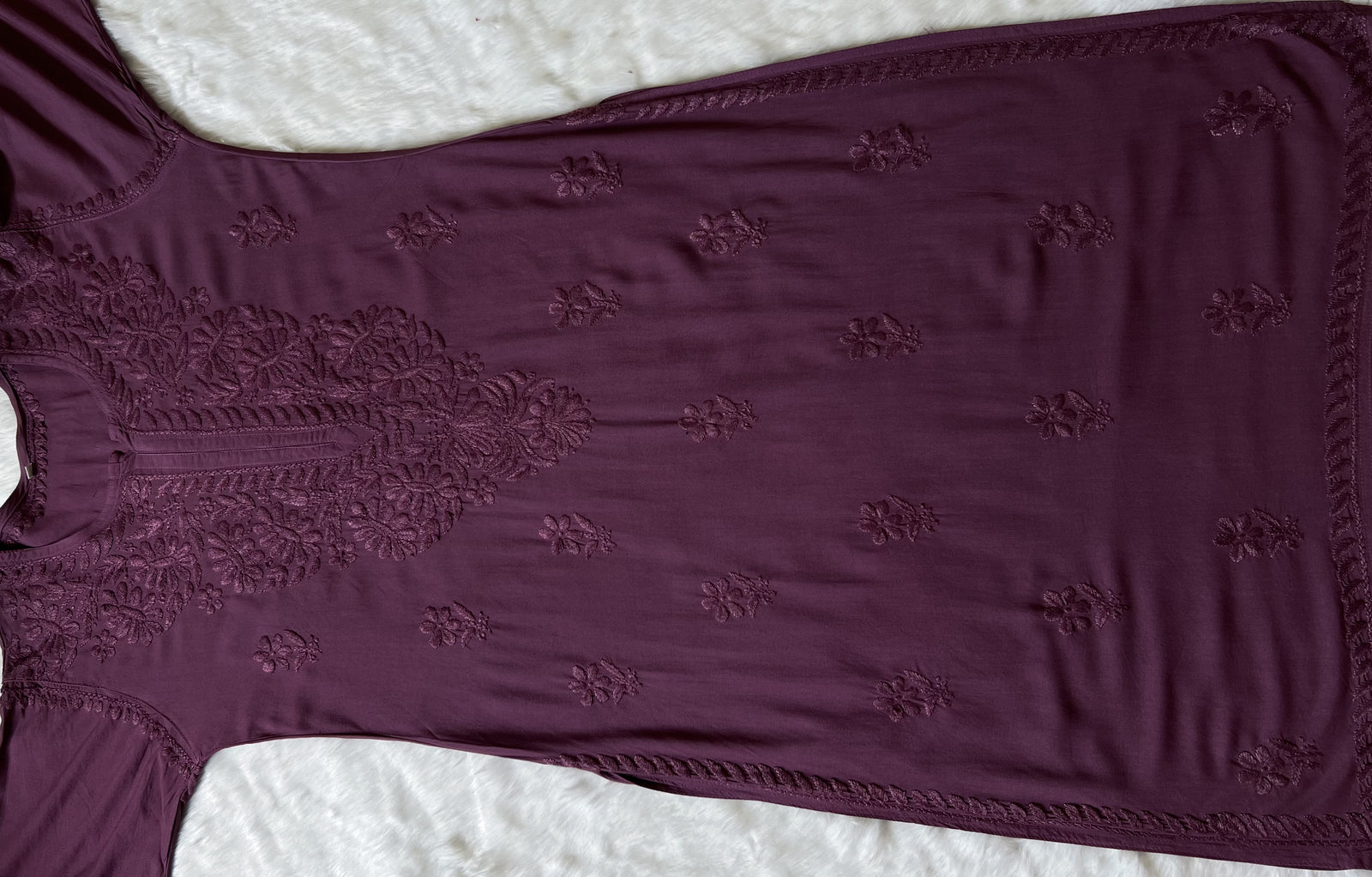Myra Mauve Purple Long Rayon Chikankari Kurta