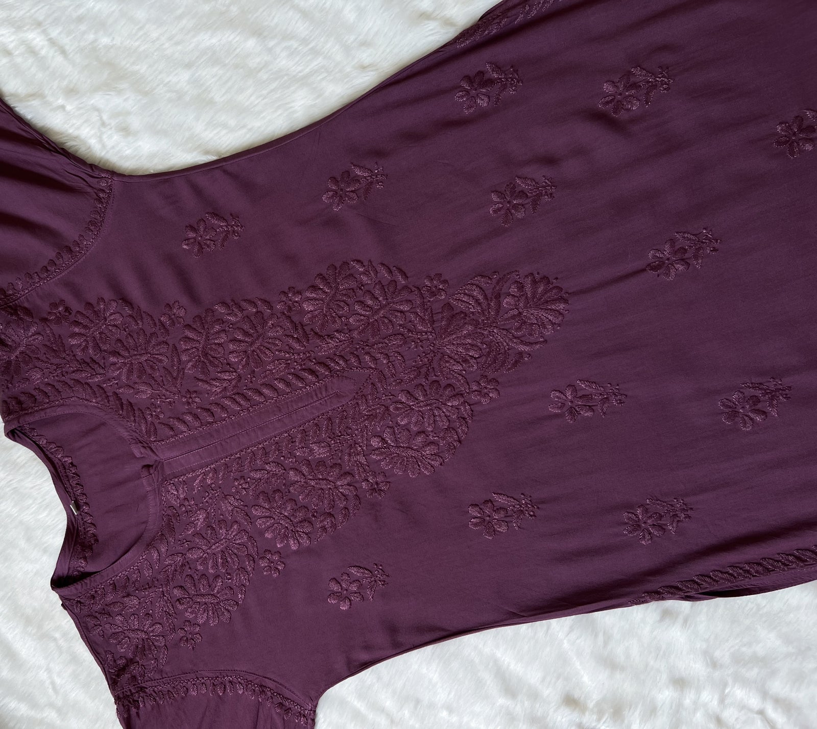 Myra Mauve Purple Long Rayon Chikankari Kurta