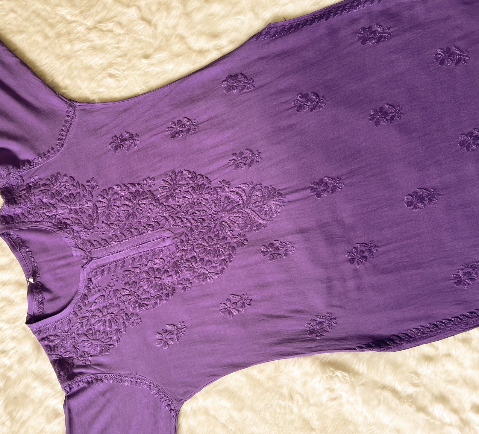 Myra Purple Long Rayon Chikankari Kurta