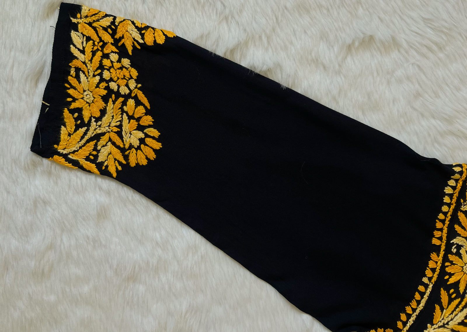 Noor Black & Mango Rayon Chikankari Kurta