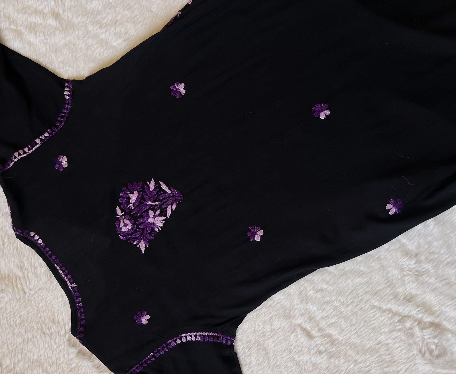 Noor Black & Purple Rayon Chikankari Kurta