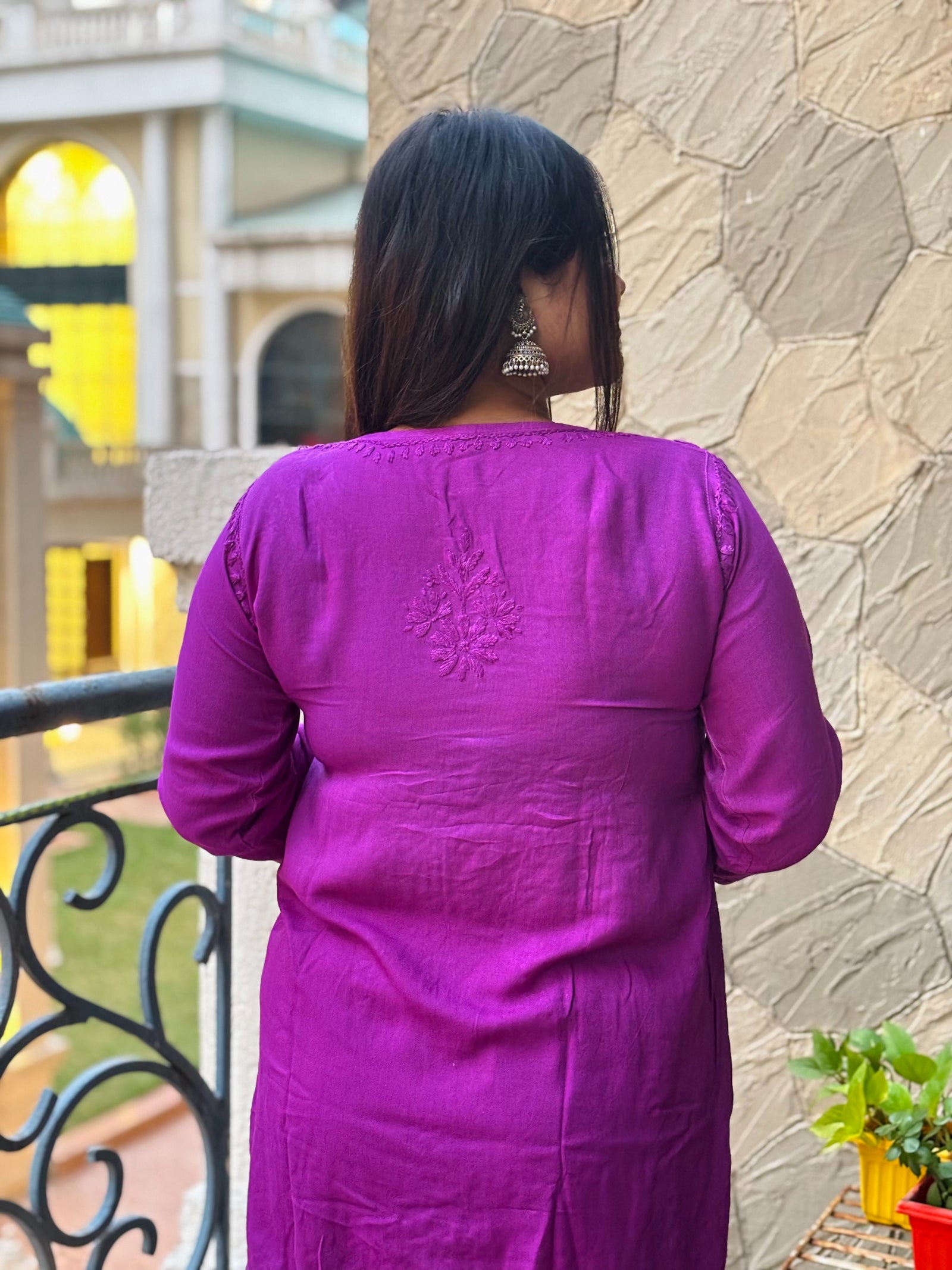 Orchid Purple Ombre Short Rayon Kurta