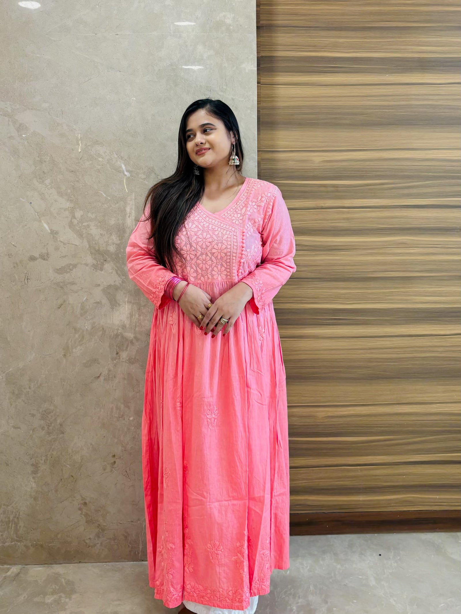 Peach Ombre Cotton Angrakha