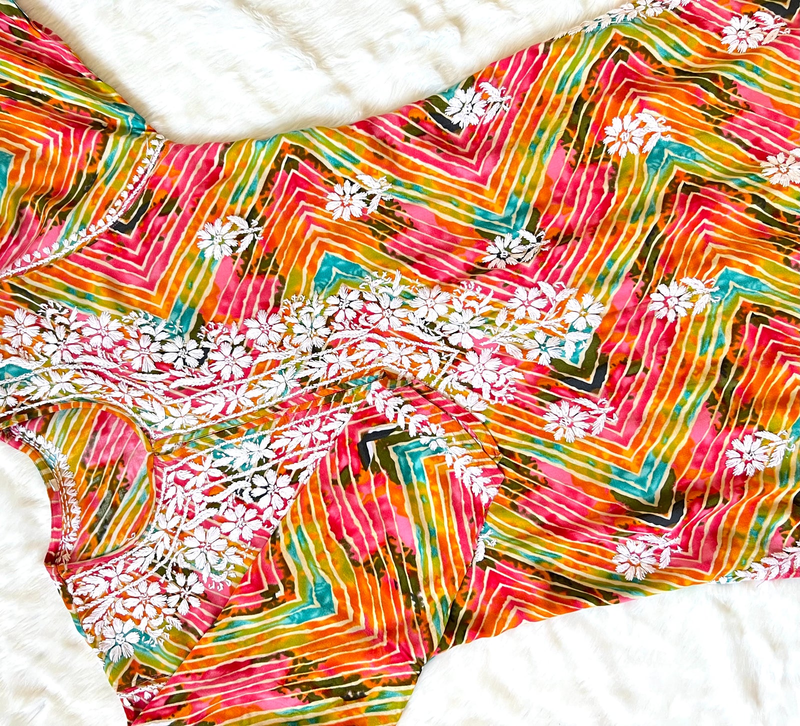 Printed Pink Long Rayon Kurta