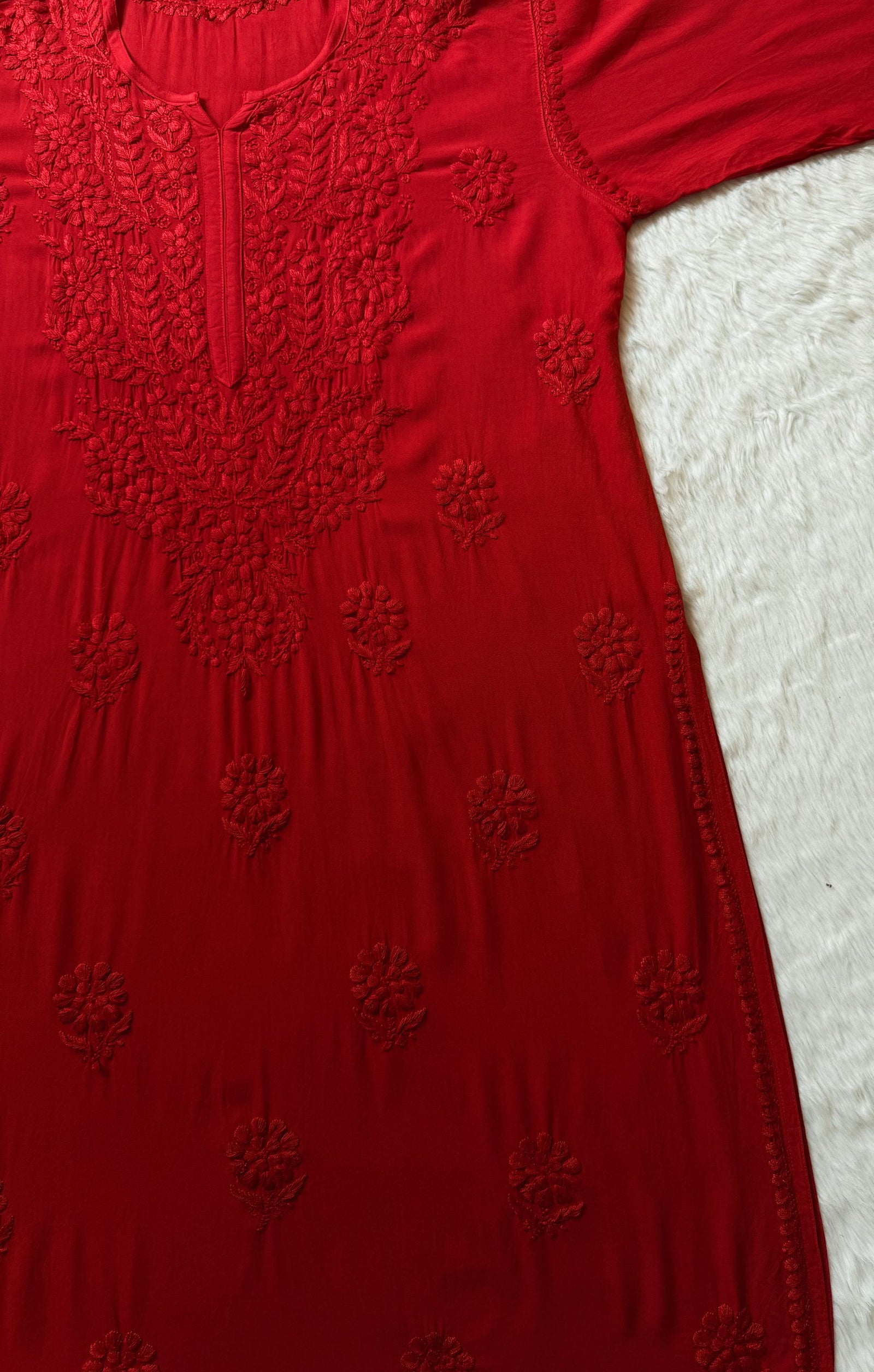 Rida Ombré Red Plus Size Rayon Kurti