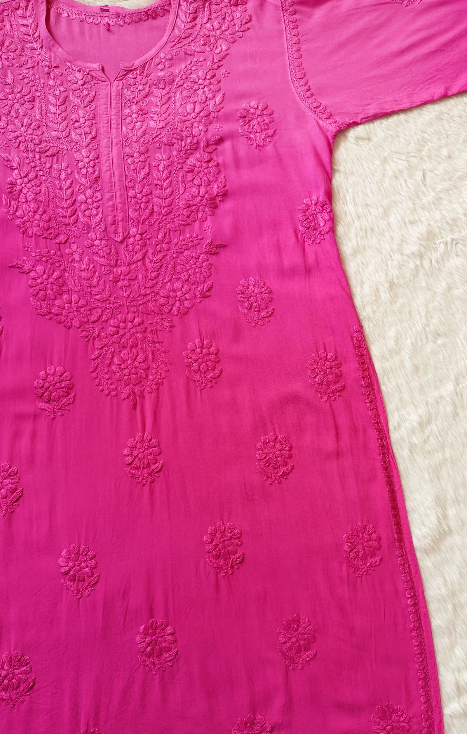 Rida Ombré Rose Pink Plus Size Rayon Kurti