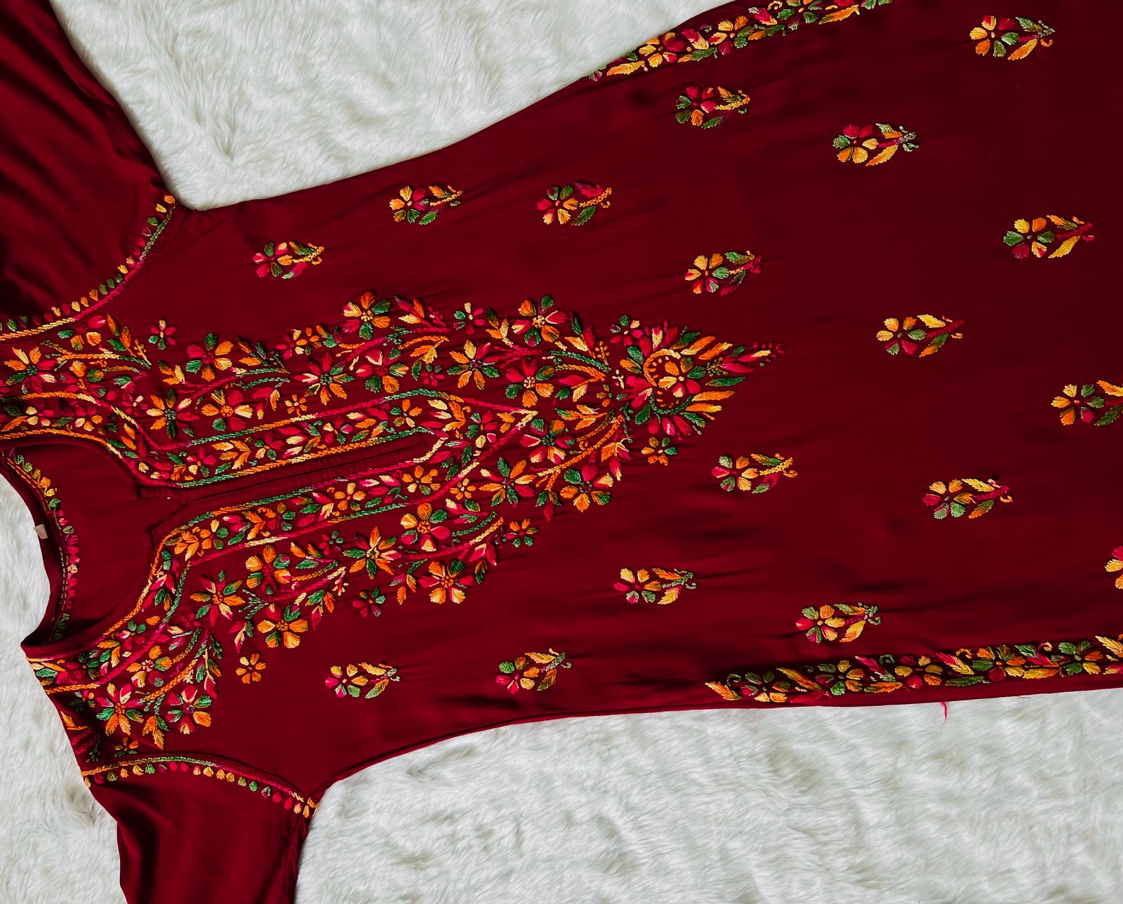 Ruhi Maroon Multi Long Rayon Kurta