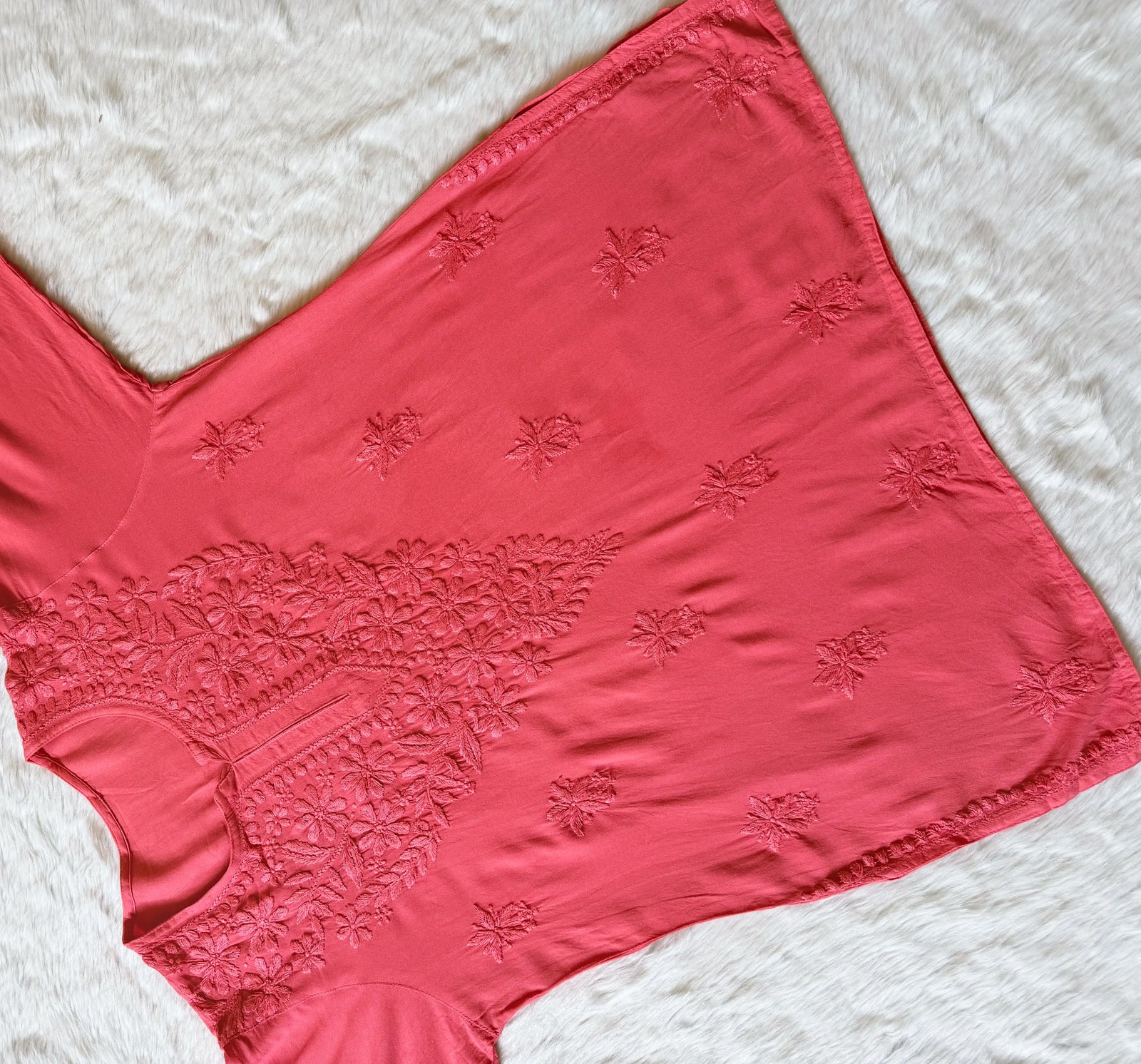 Safa Peach Short Chikankari Kurti