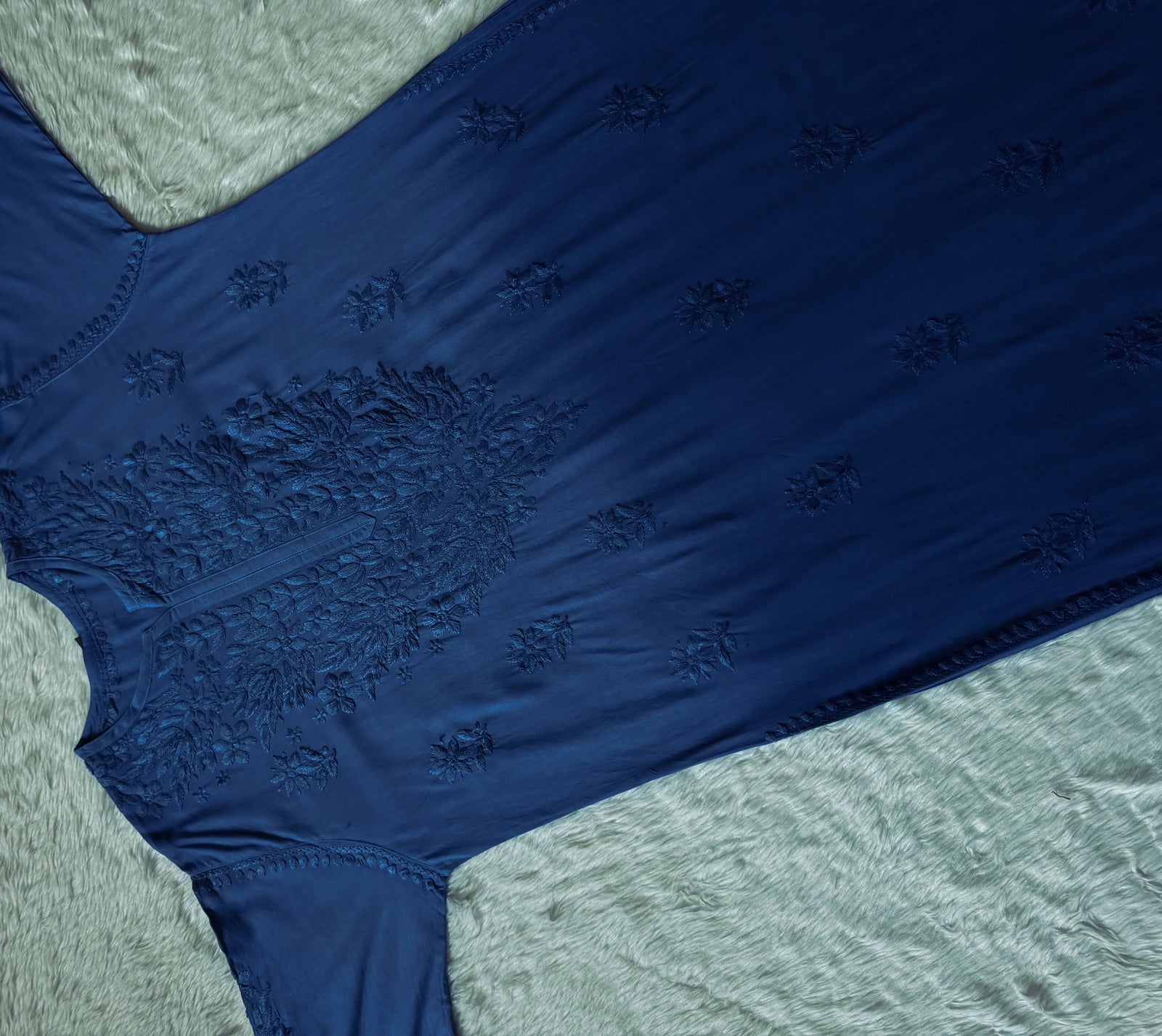 Sana Blue Ombré Plus Size Rayon Chikankari Kurtis