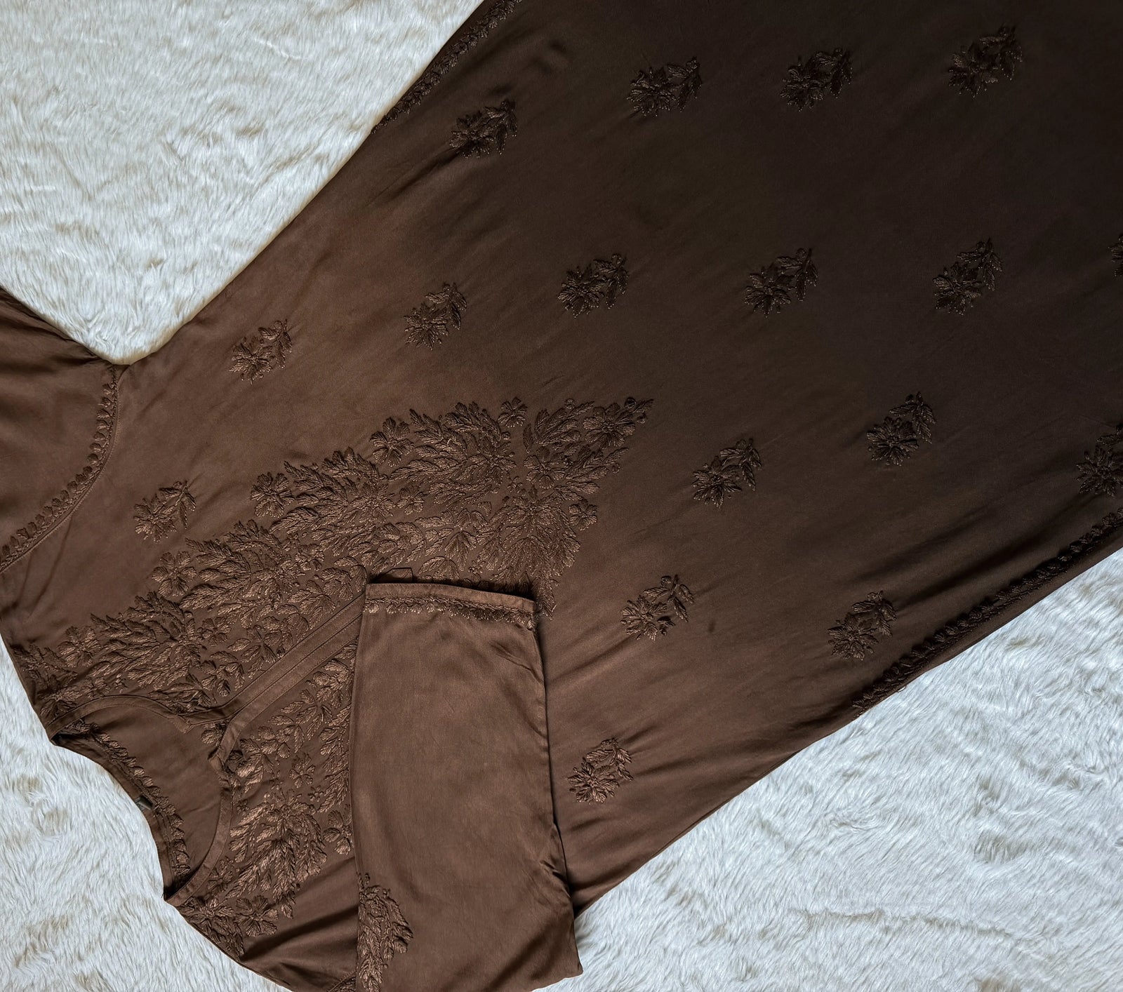 Sana Brown Ombré Plus Size Rayon Chikankari Kurtis