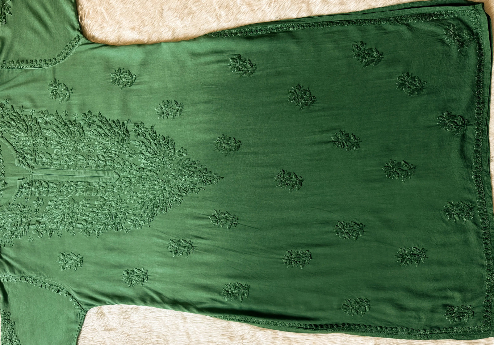 Sana Green Ombré Plus Size Rayon Chikankari Kurtis