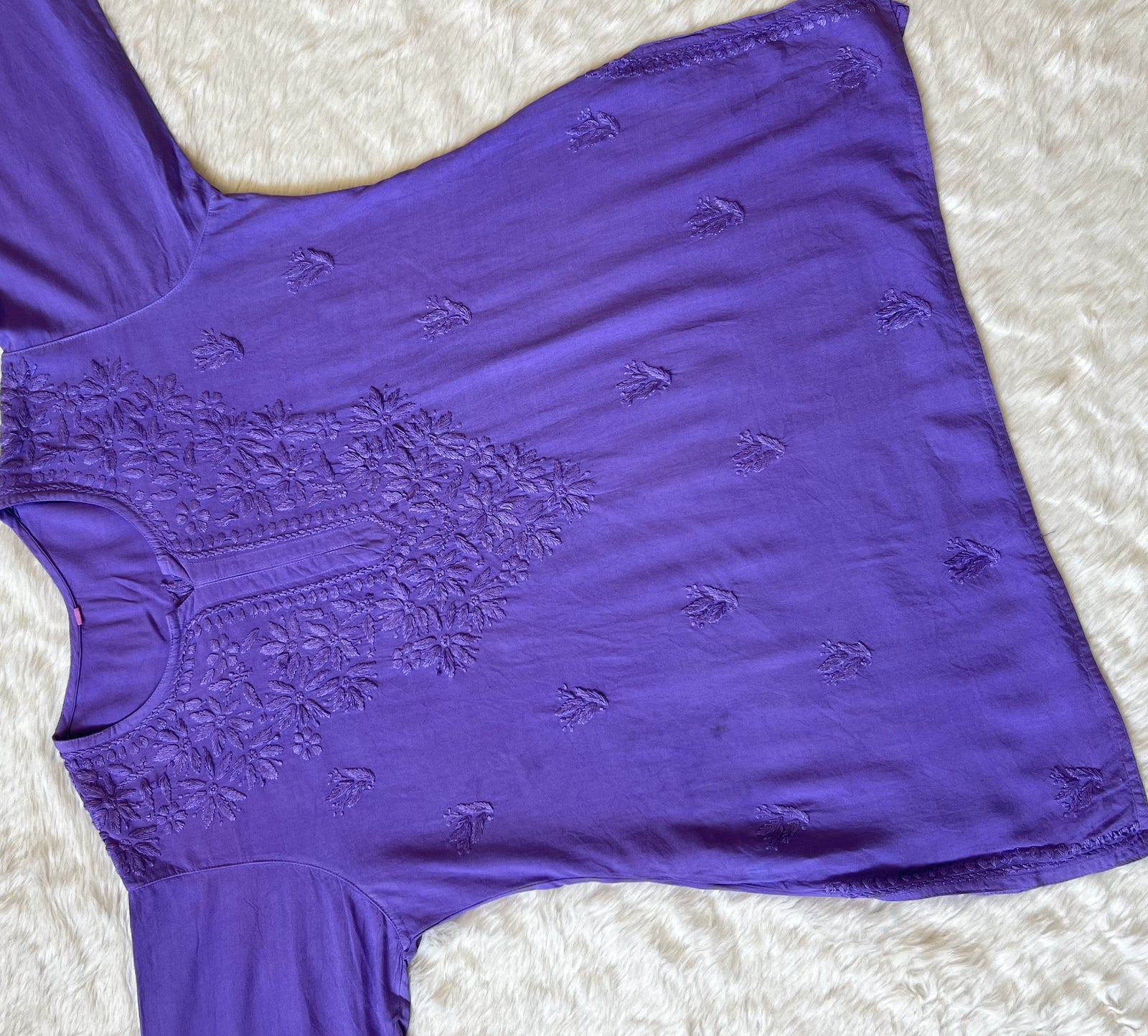 Sana Lavender Short Rayon with Self Chikankari