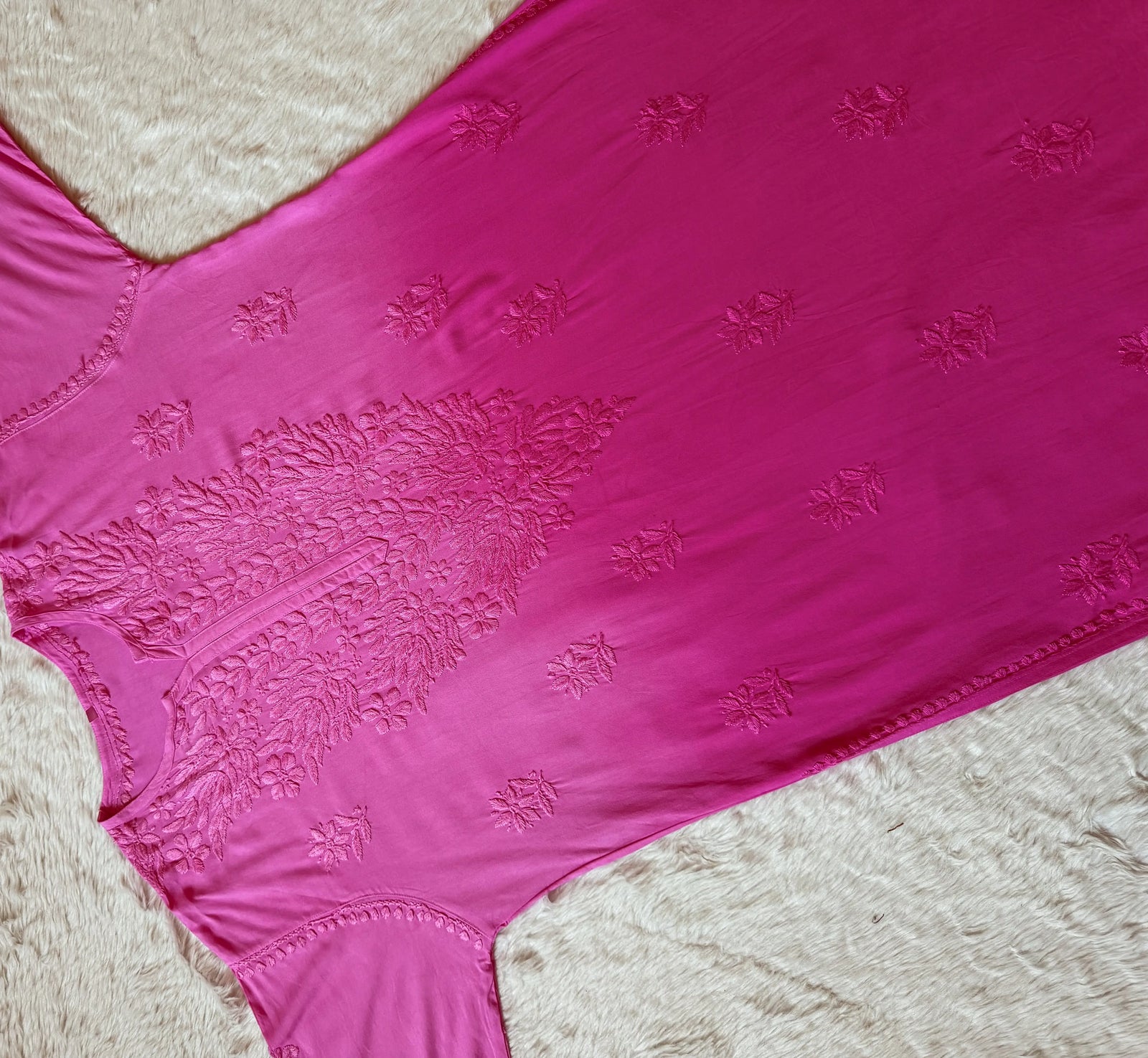 Sana Pink Ombré Plus Size Rayon Chikankari Kurtis