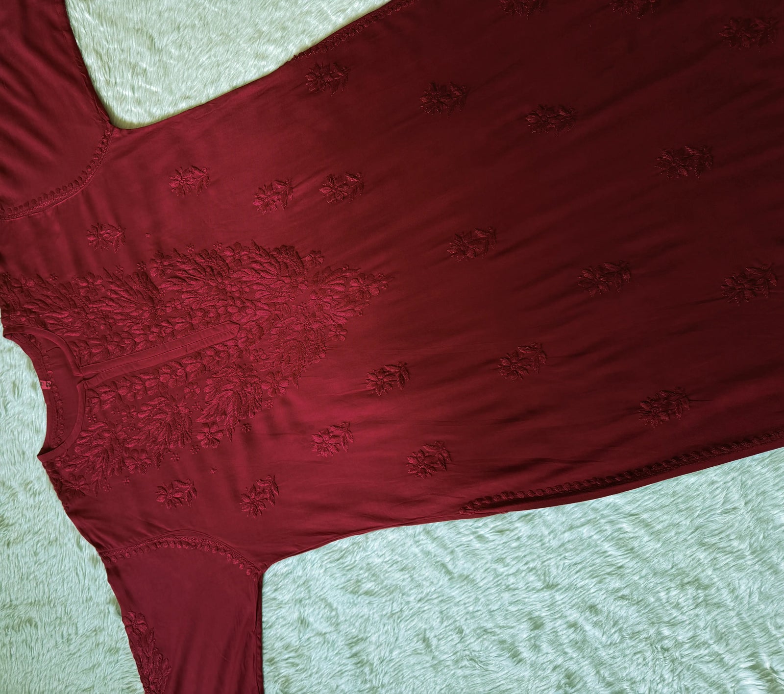 Sana Red Ombré Plus Size Rayon Chikankari Kurtis