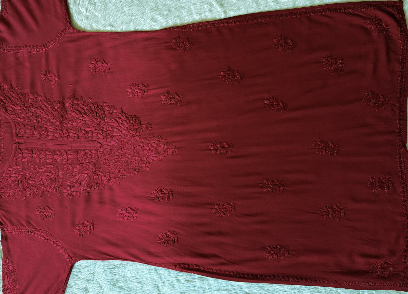 Sana Red Ombré Plus Size Rayon Chikankari Kurtis