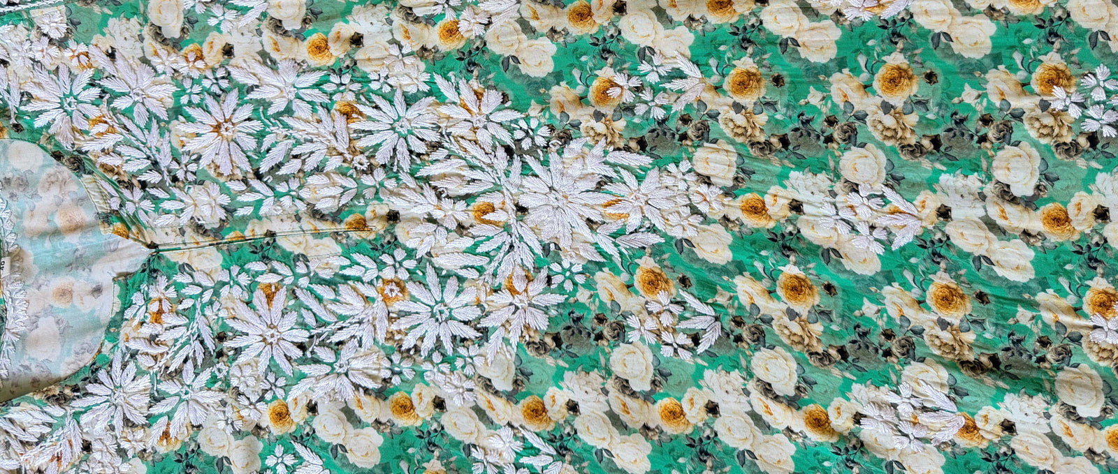 Sehr Green Rayon Printed Chikankari Kurti