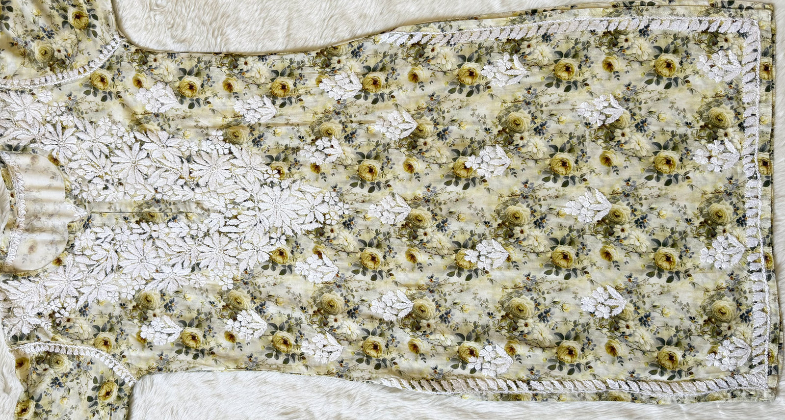 Sehr Olive Green Rayon Printed Chikankari Kurti