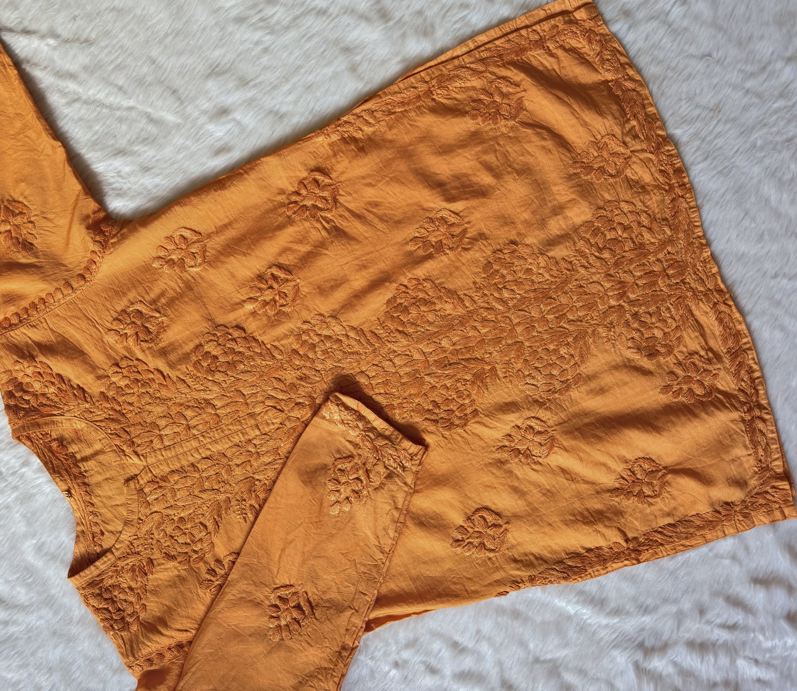 Soha Peach Chanderi Short Kurti with Chikankari Handwork