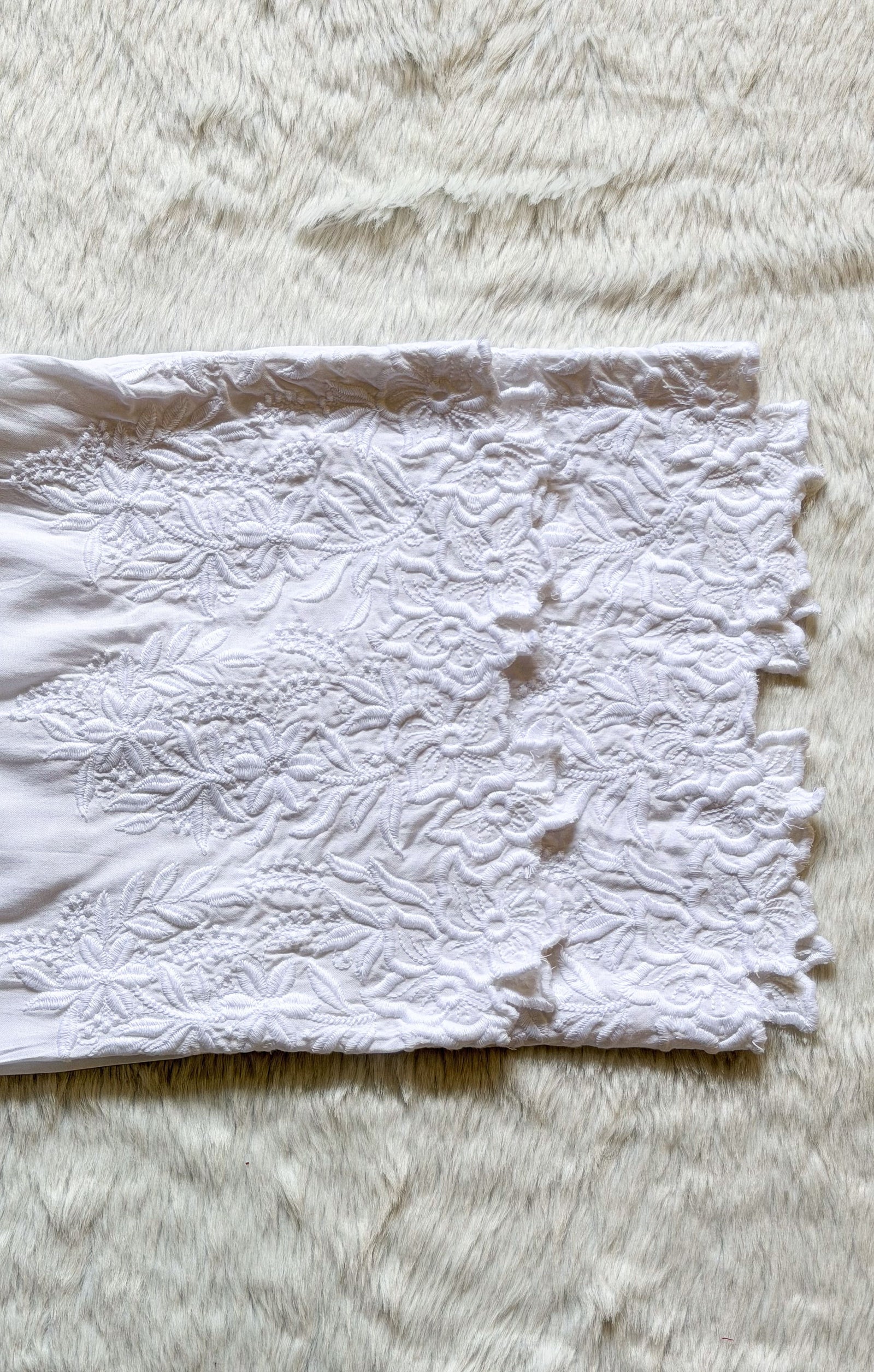 White Chikankari Palazzo with Cutwork