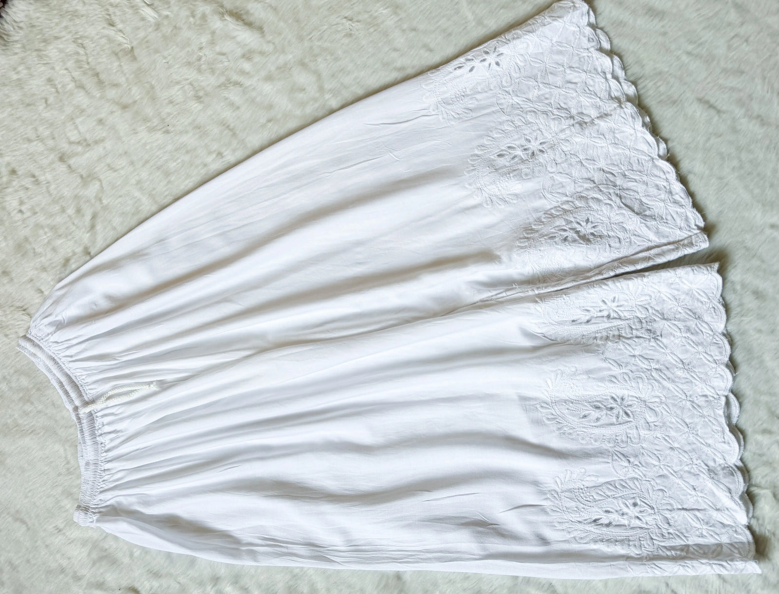 White Chikankari Palazzo with Cutwork