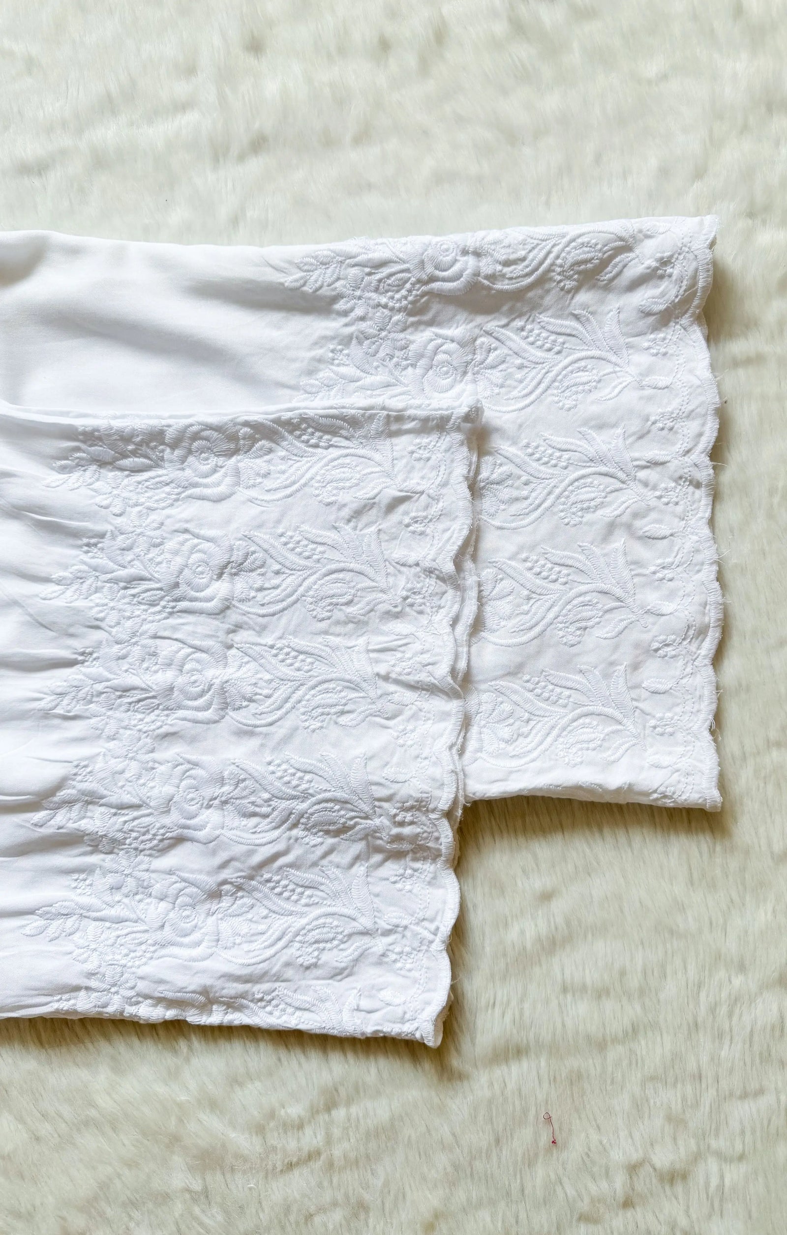 White Chikankari Roses Embrodiery Palazzo