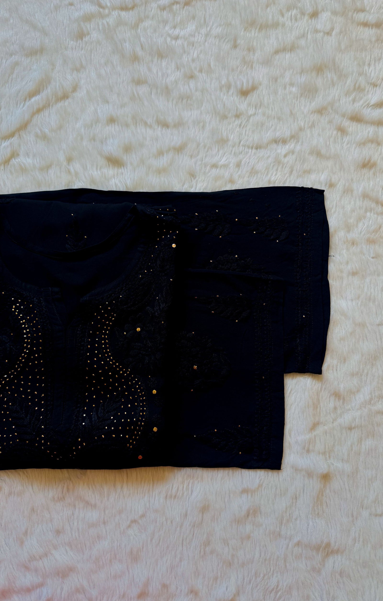 Ziya Black Chikankari Rayon Mukesh Kurta Bottom Set