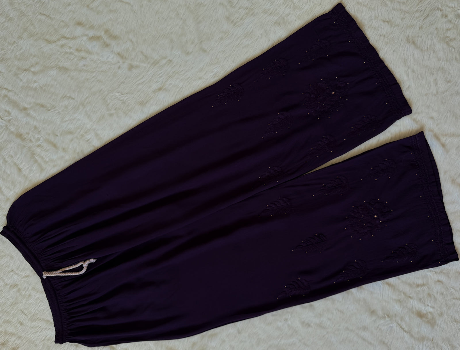 Ziya Dark Purple Chikankari Rayon Mukesh Kurta Bottom Set