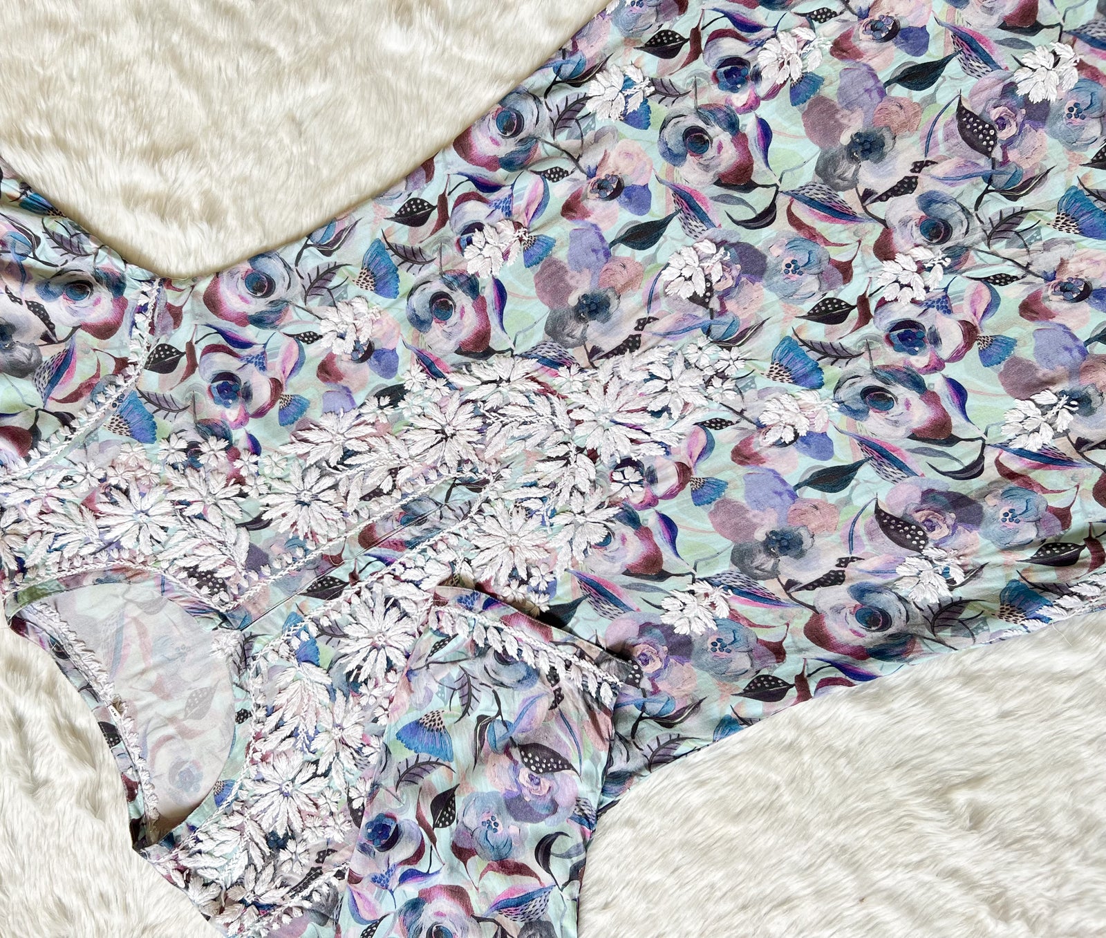 Zoya Blue Printed Long Rayon Kurta