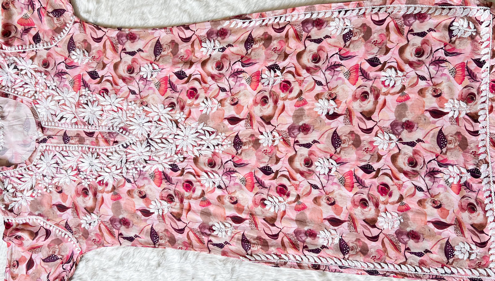 Zoya Pink Printed Long Rayon Kurta