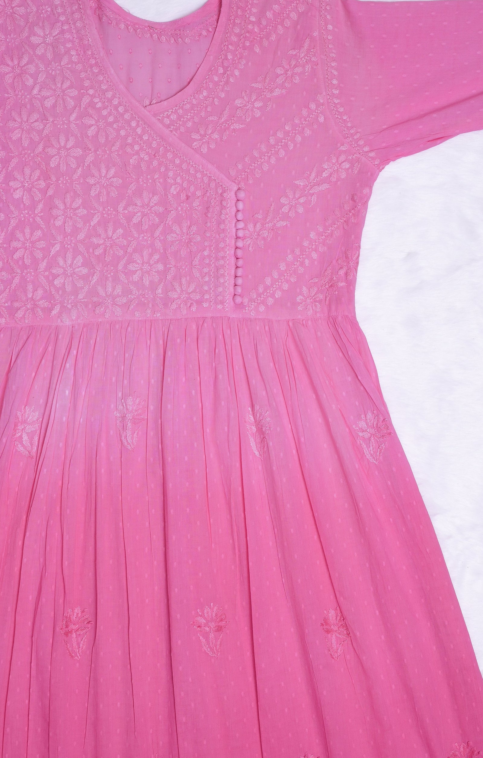 Baby Pink Ombre Cotton Angrakha