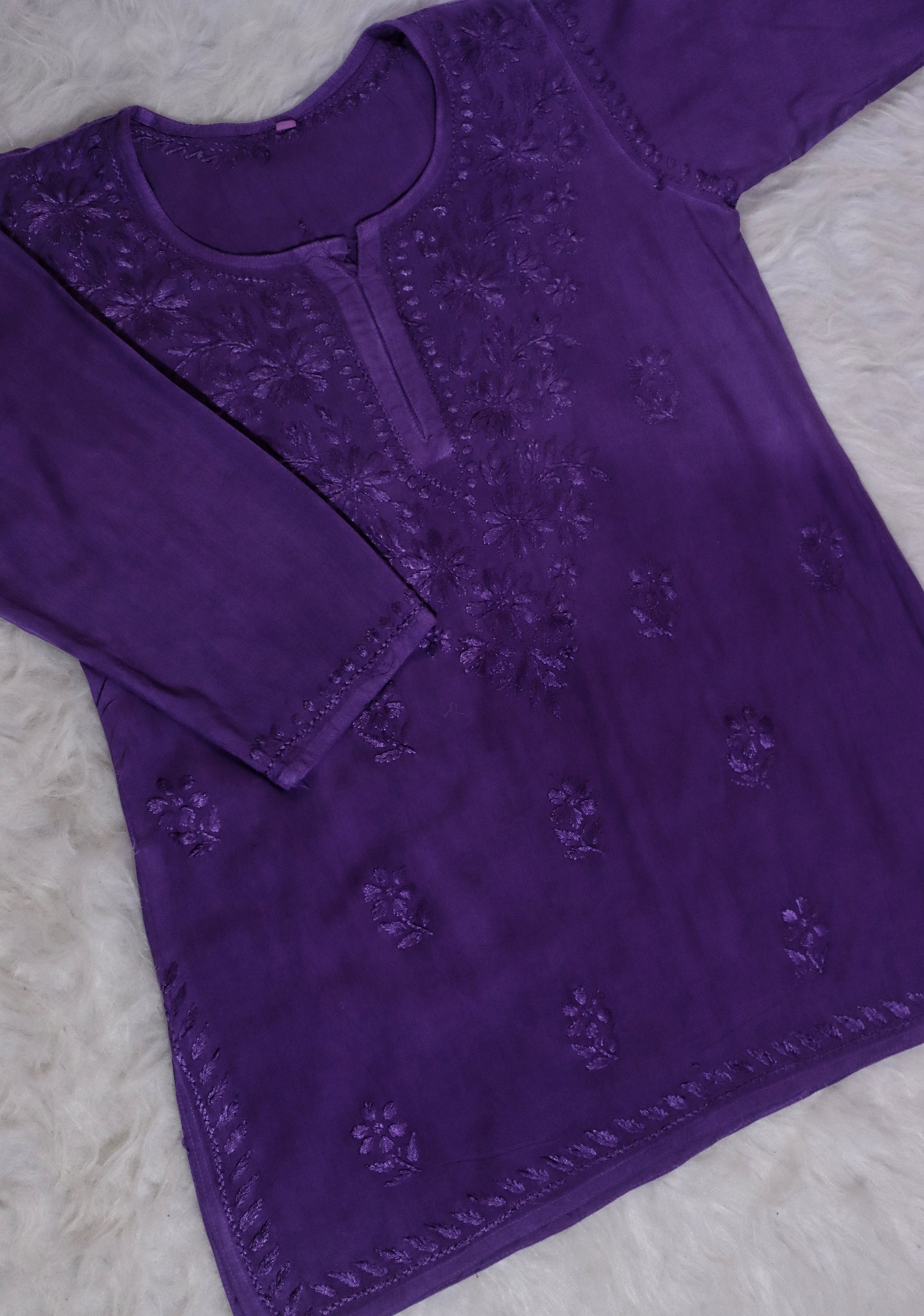 Dark Purple Ombre Short Rayon Kurta