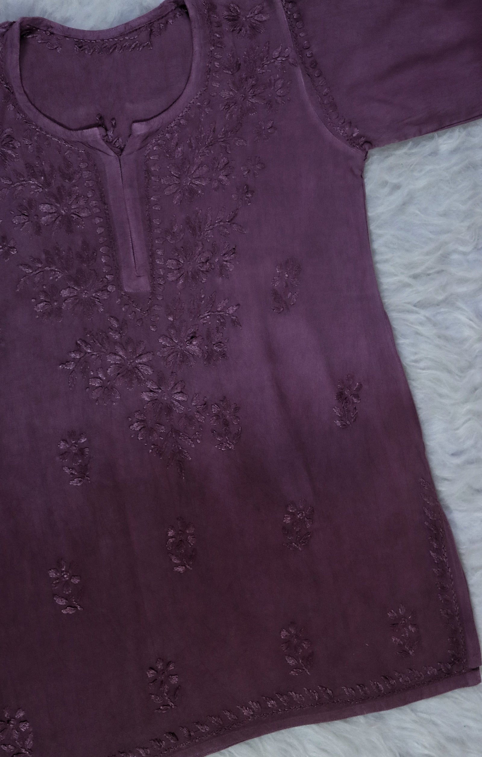 Mauve Purple Ombre Short Rayon Kurta