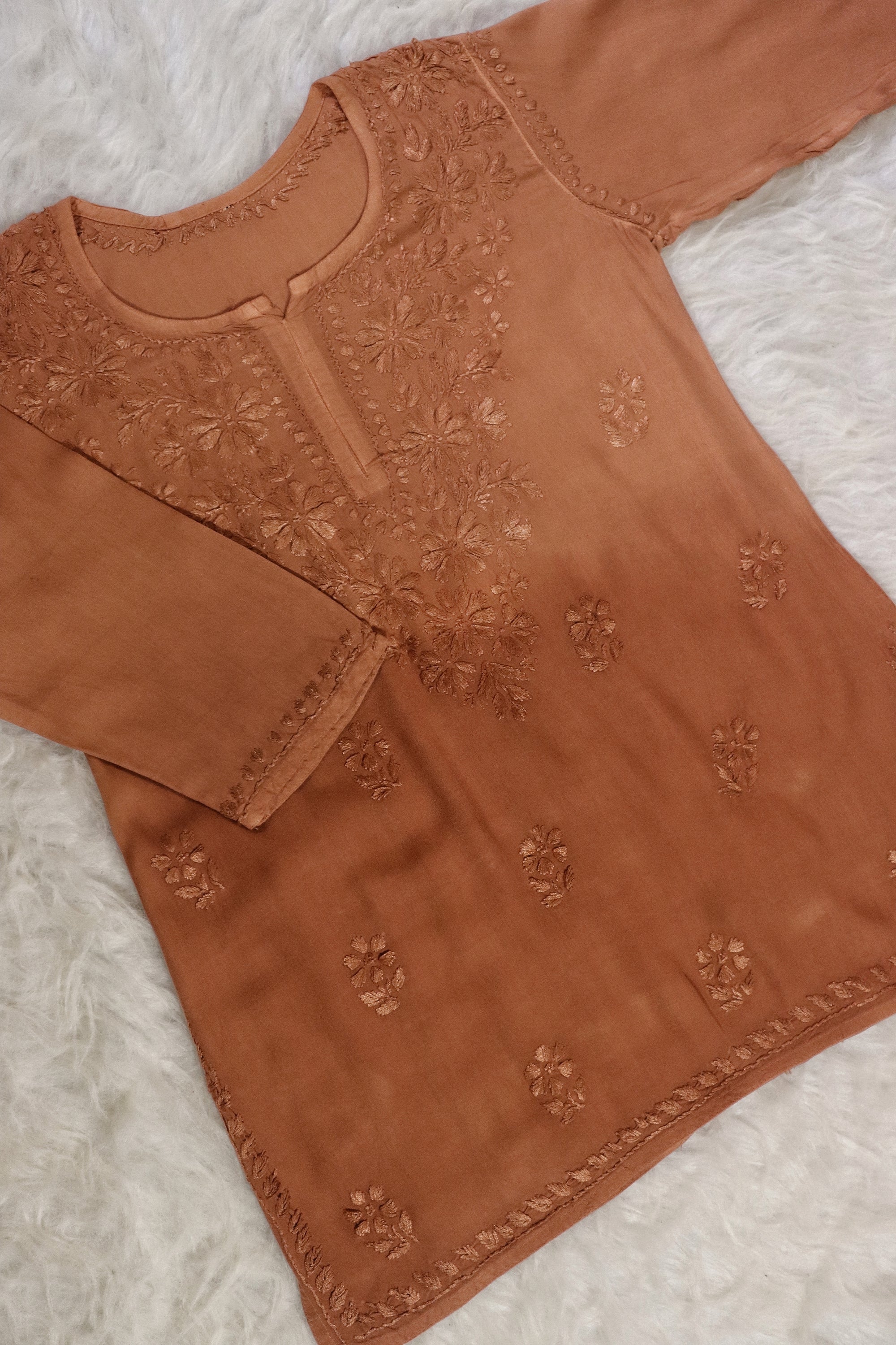 Rust Orange Ombre Short Rayon Kurta