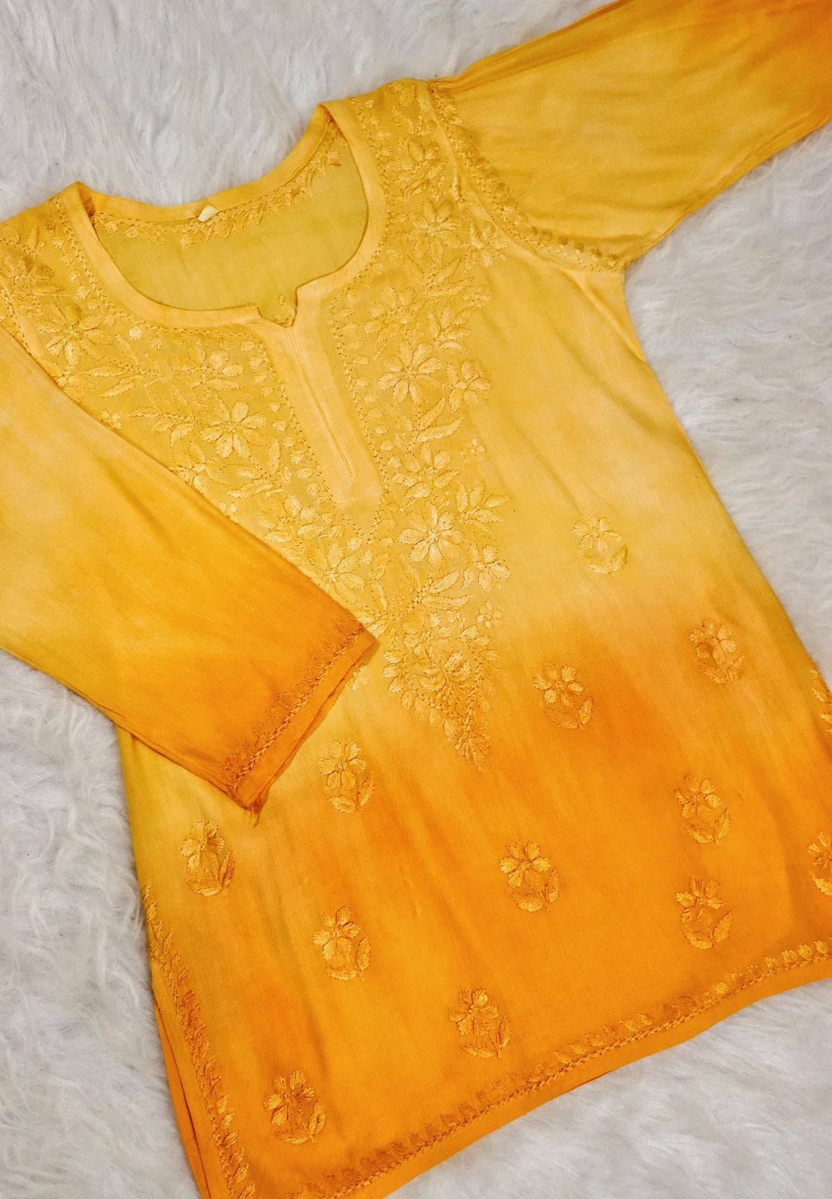 Mango Yellow Ombre Short Rayon Kurta