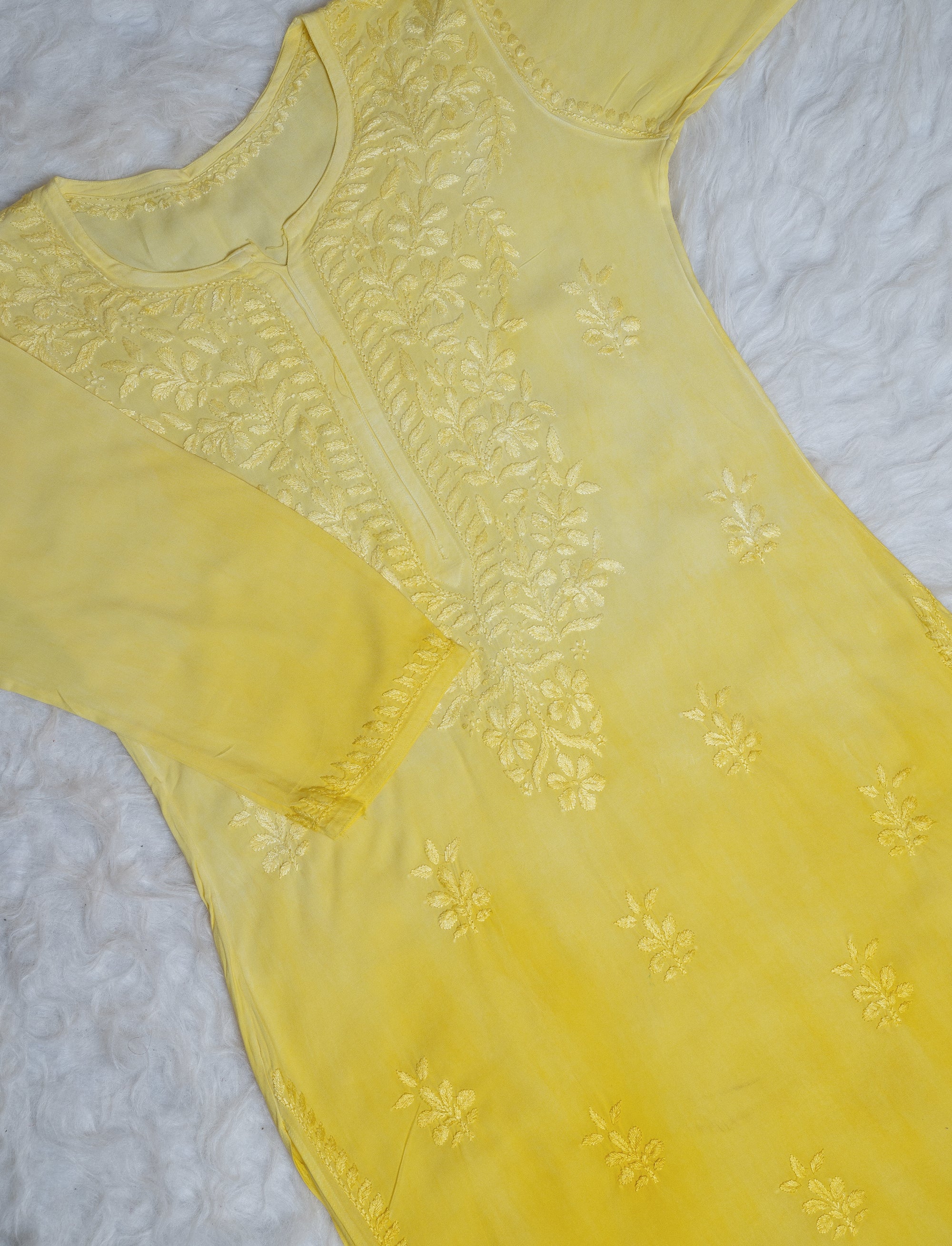 Yellow Ombre Long Rayon Kurta