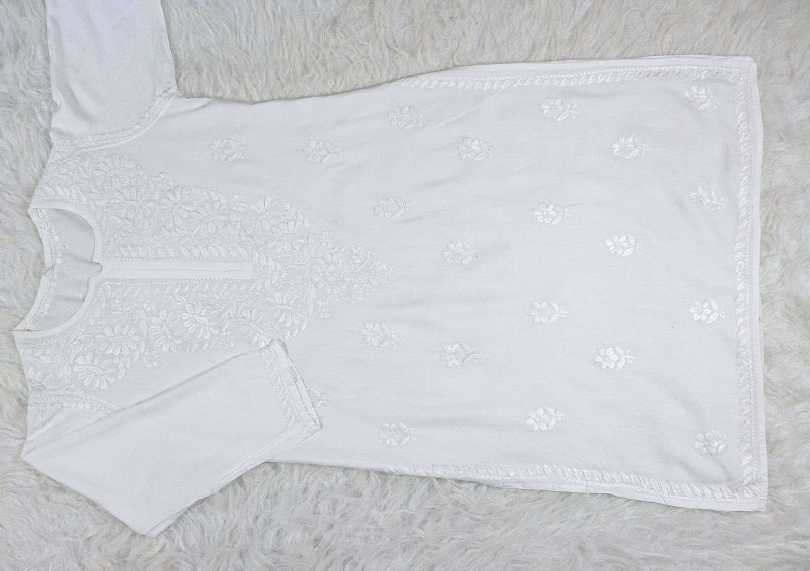 White Long Rayon Kurta