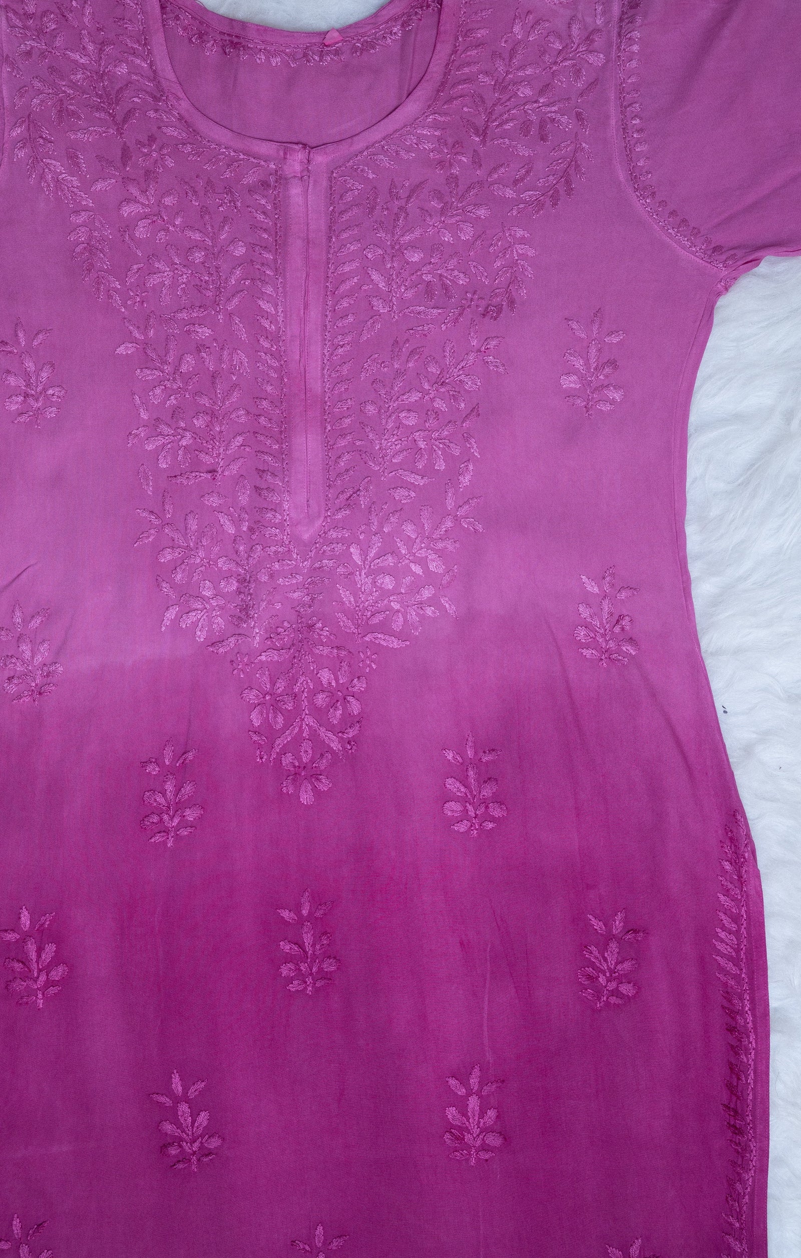 Orchid Pink Ombre Long Rayon Kurta