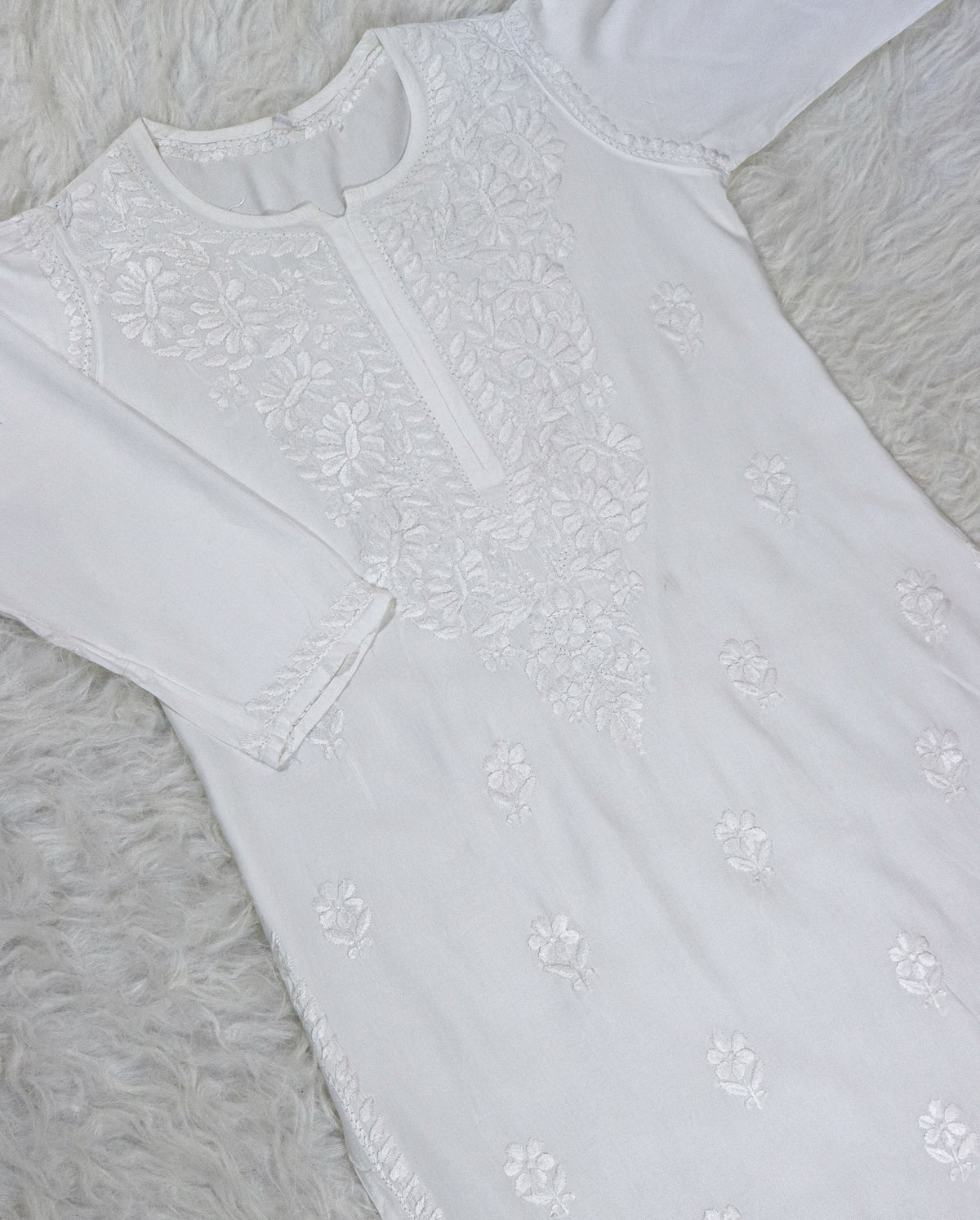 White Long Rayon Kurta