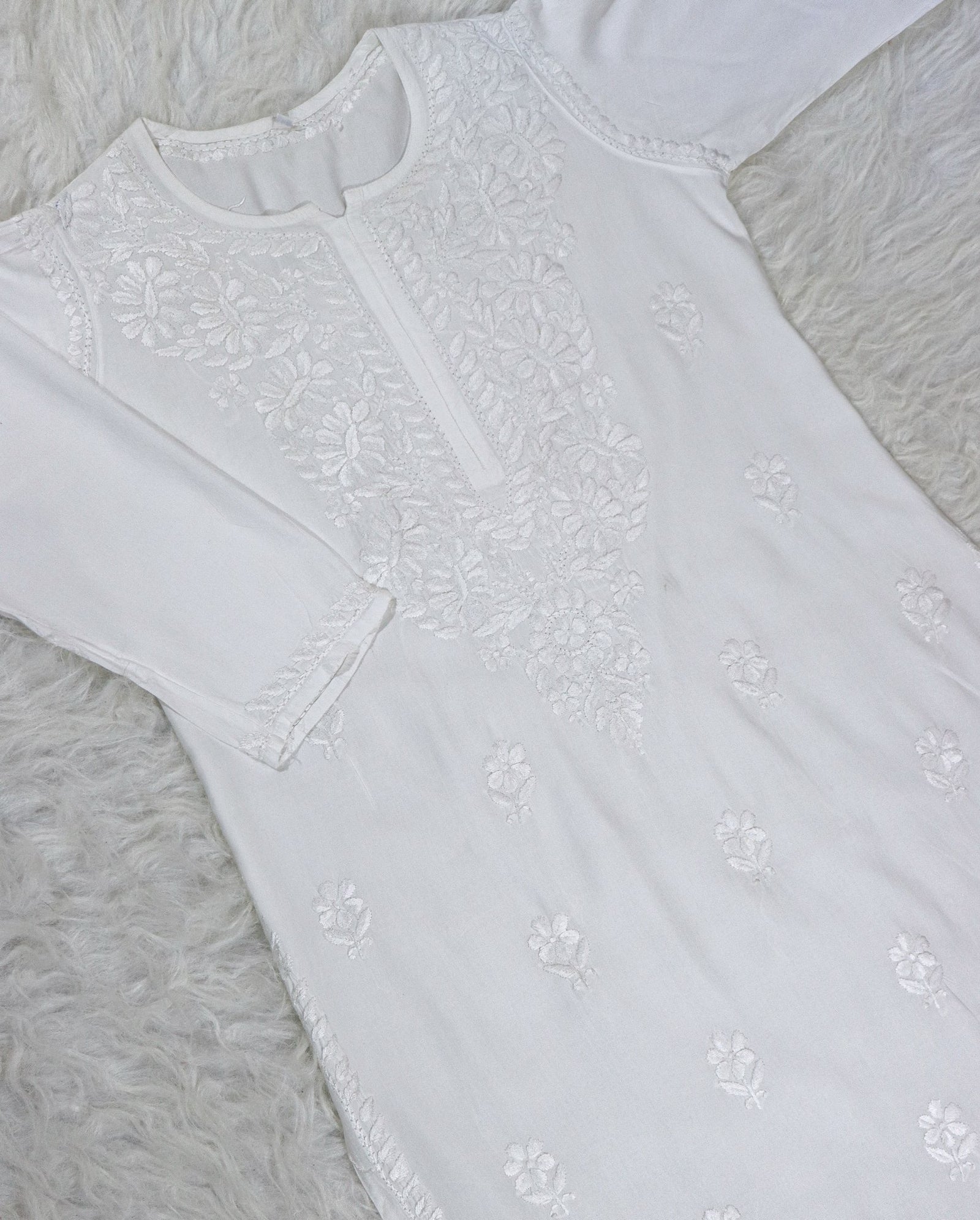 White Long Rayon Kurta