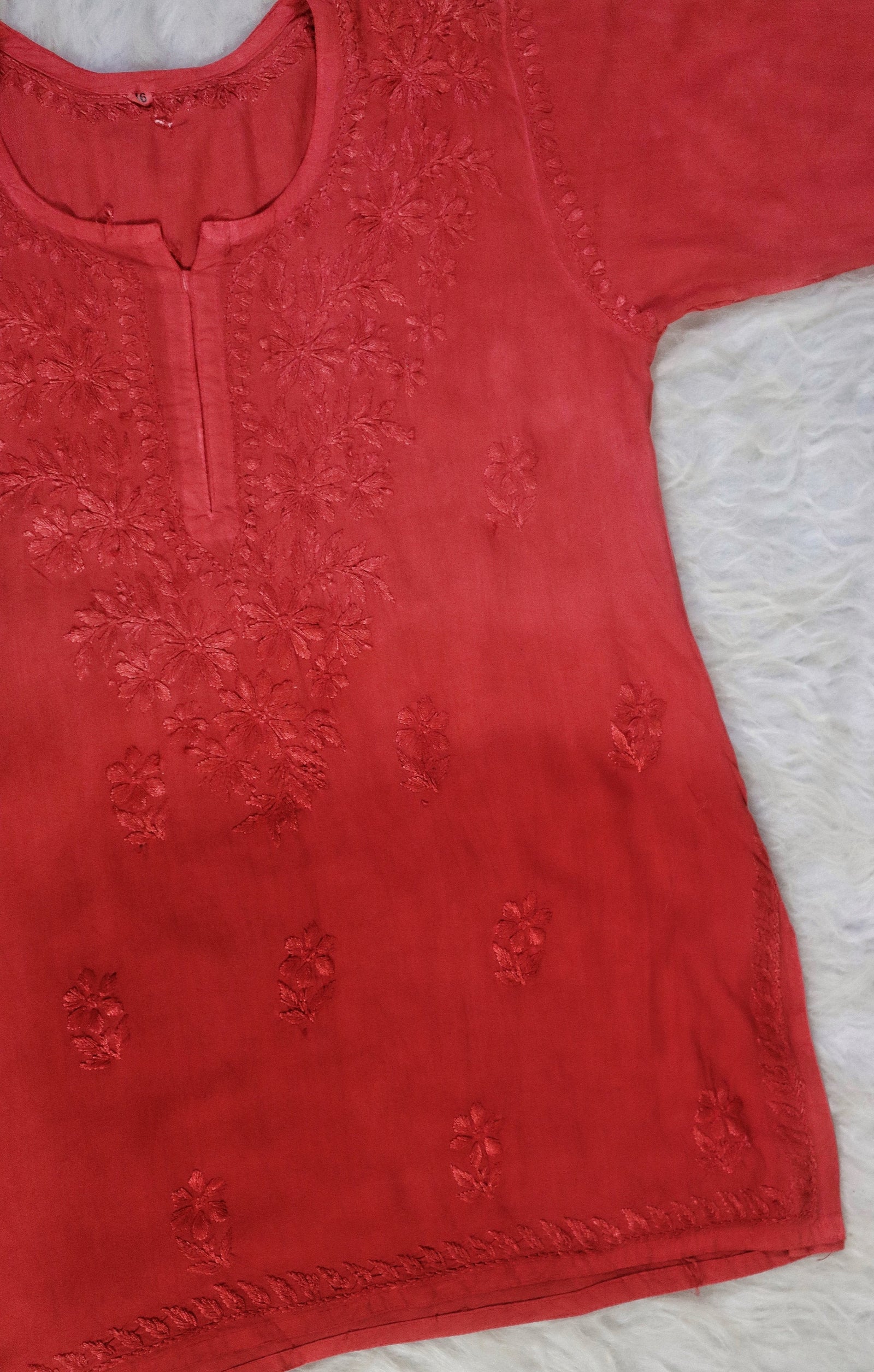 Red Ombre Short Rayon Kurta